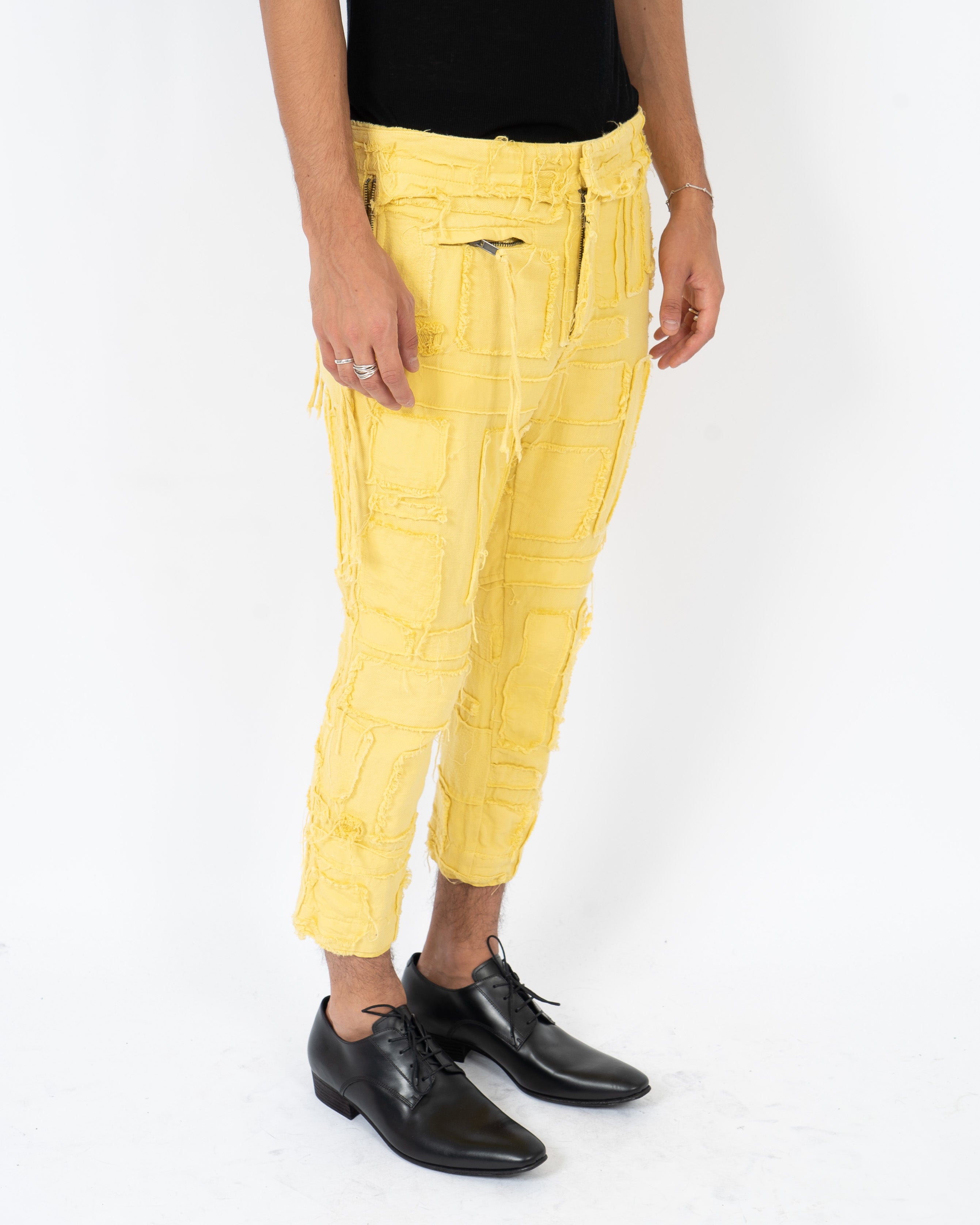 SS16 Yellow Distressed Patchwork Jogger