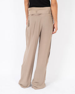 SS07 Belted Mud Beige Silk Trousers