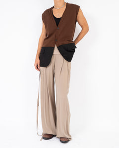 SS07 Belted Mud Beige Silk Trousers