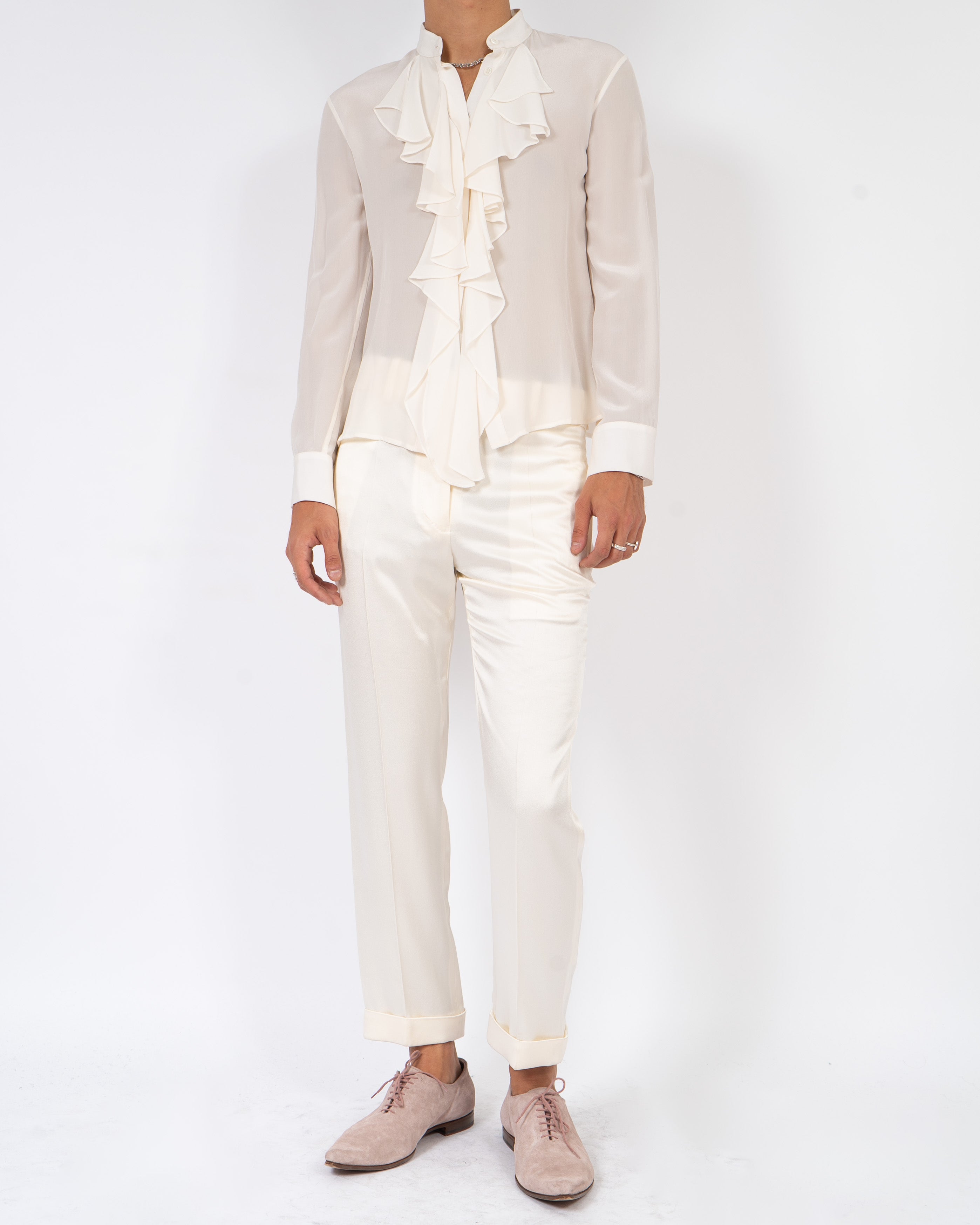 SS19 Cream White Crepe Trousers 1 of 1 Sample