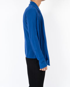 SS18 Blue Drape Silk Shirt Sample