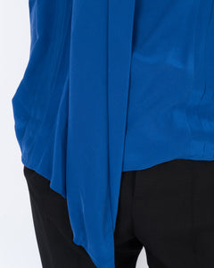 SS18 Blue Drape Silk Shirt Sample