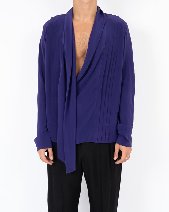 SS18 Sapphirine Purple Drape Silk Shirt Sample
