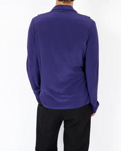 SS18 Sapphirine Purple Drape Silk Shirt Sample