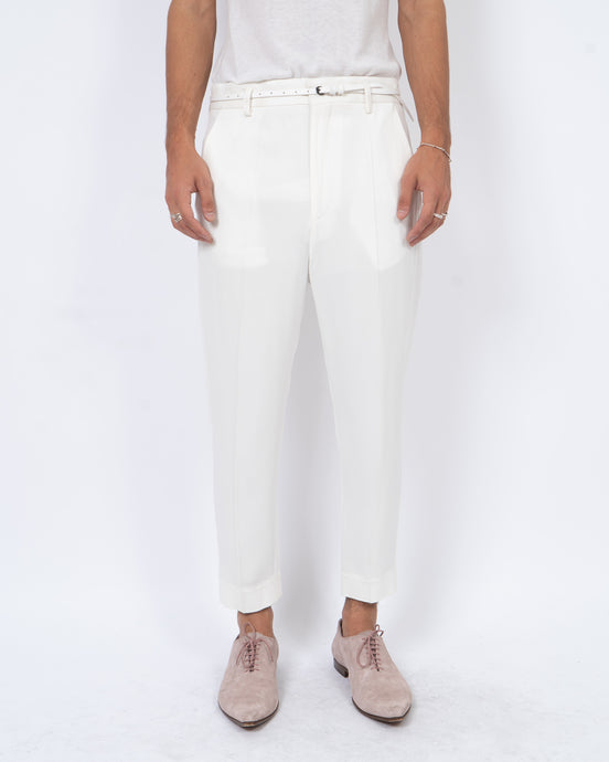 FW16 Glyzinie Ivory Crepe Silk Trousers Sample
