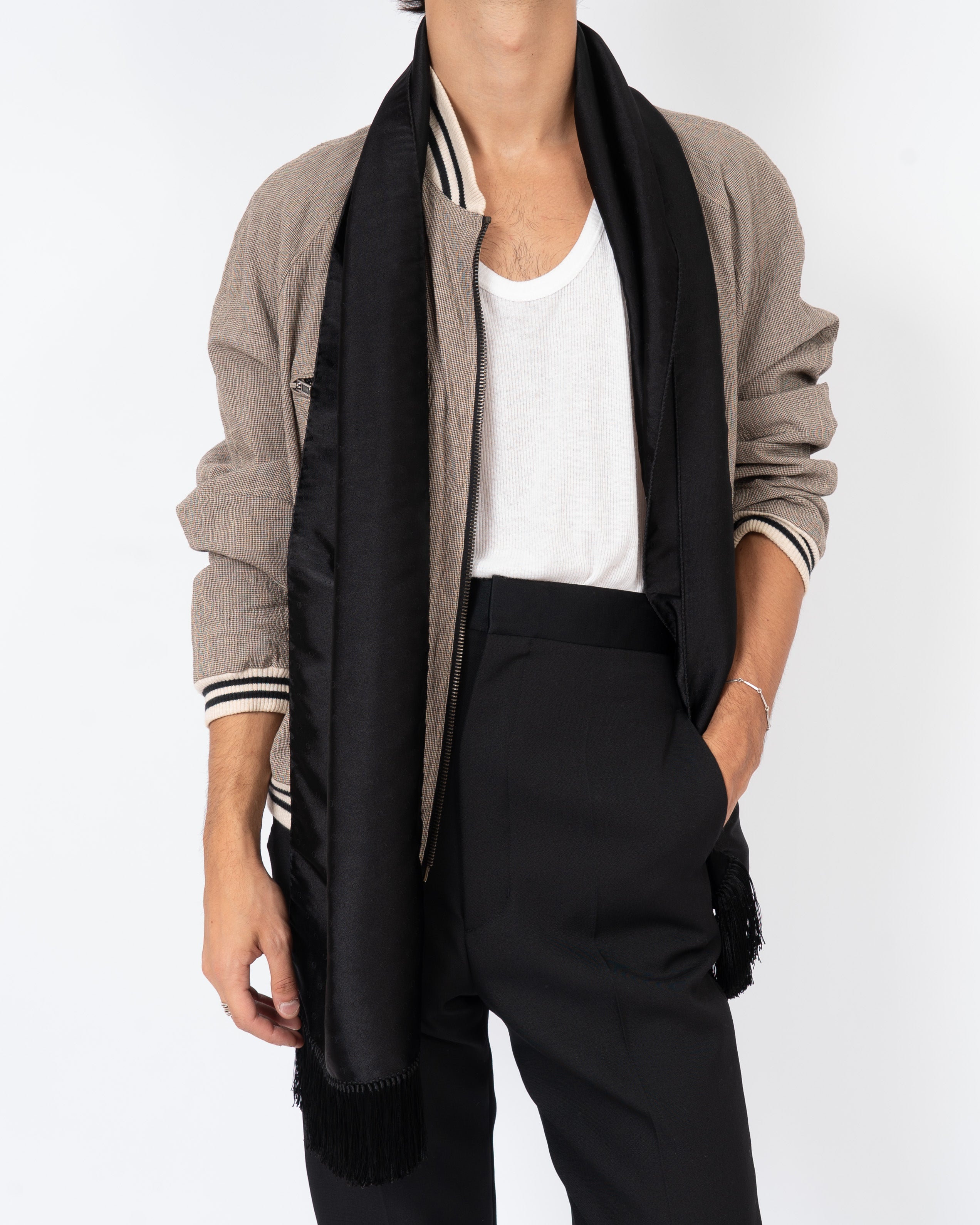 SS14 Black Fringed Scarf