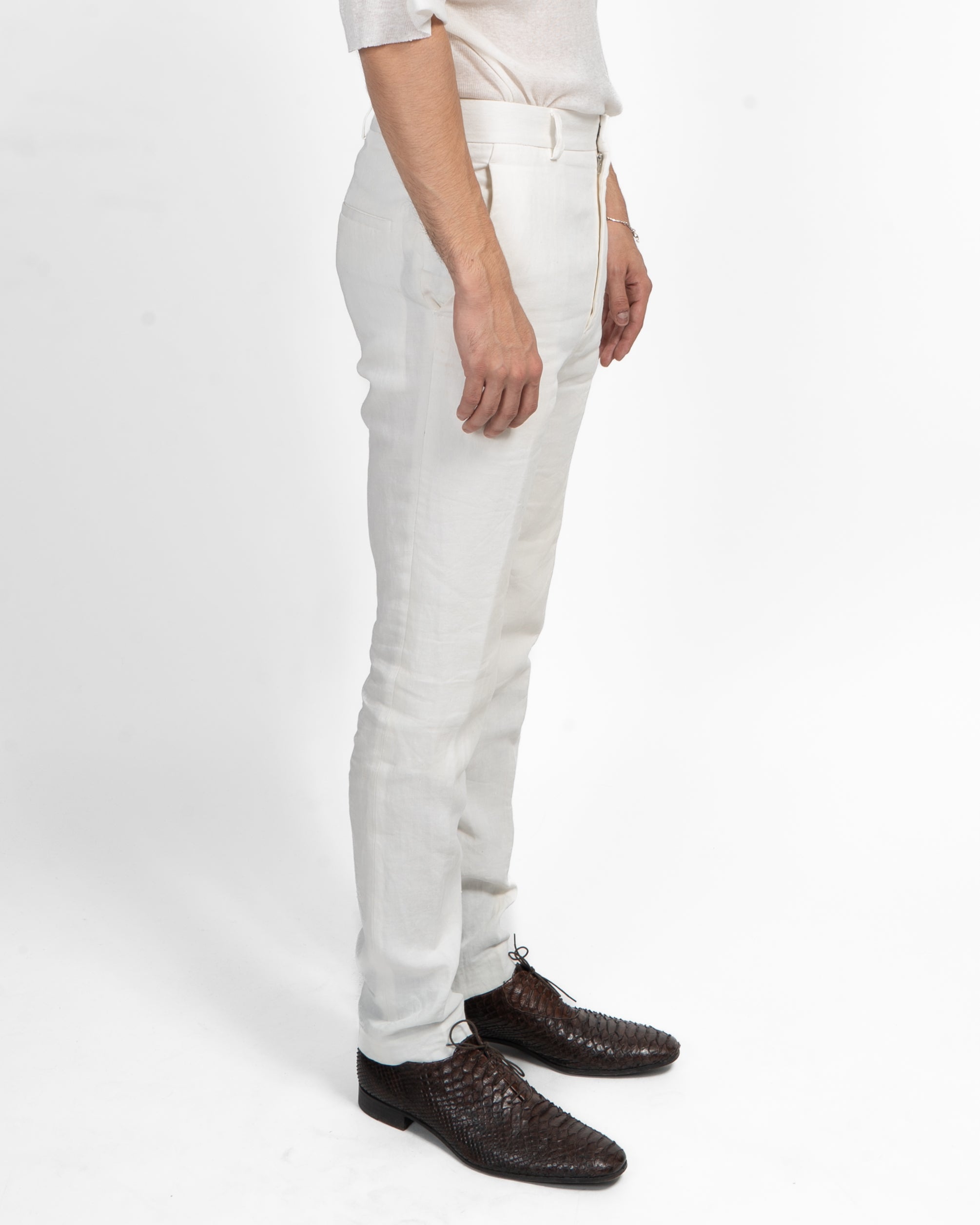 SS15 Classic Slim Trousers in White Cotton