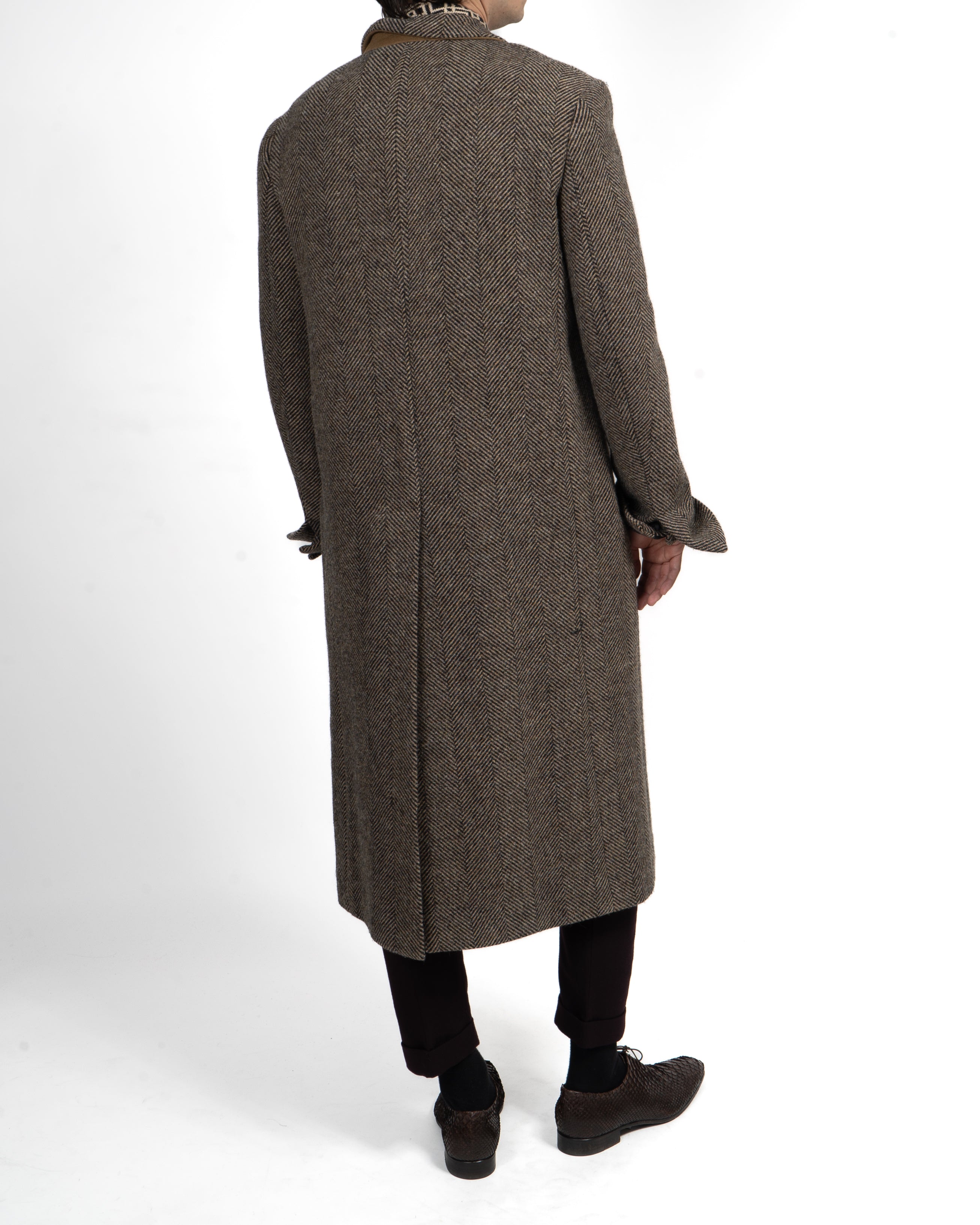 FW14 Longcoat in Camel & Black Chevron Wool