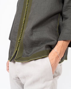 SS19 Khaki Soutache Linen Shirt
