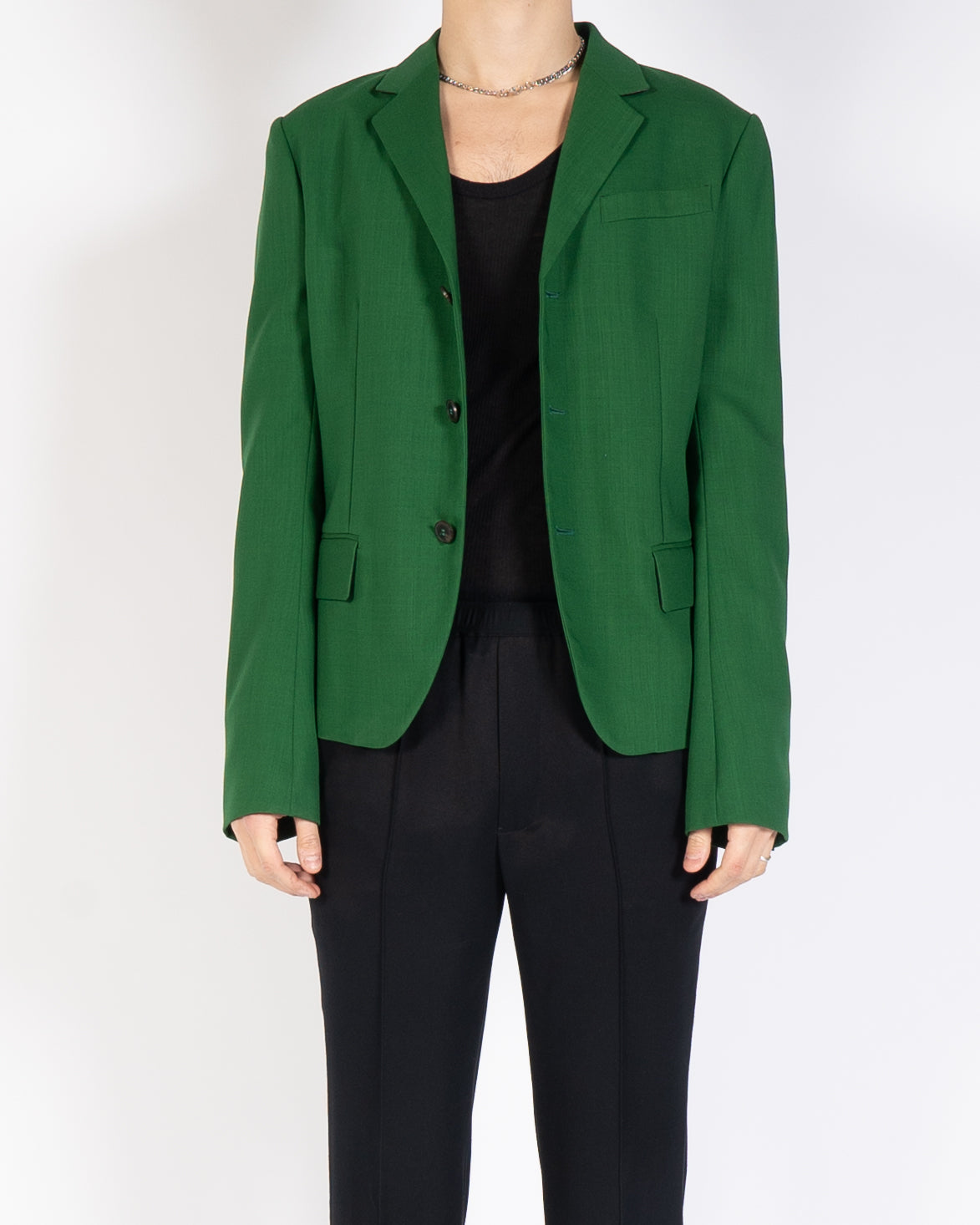 SS19 Green Classic 3 Button Wool Blazer