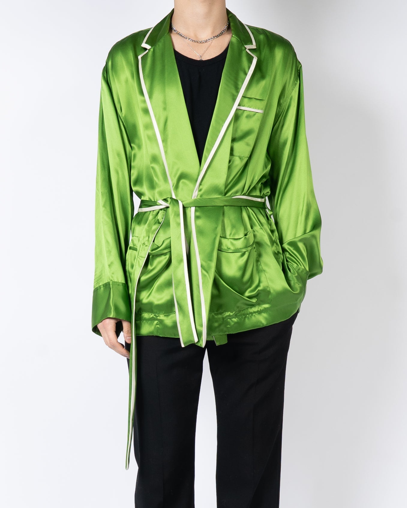 SS19 Dali Green Silk Pyjama Shirt