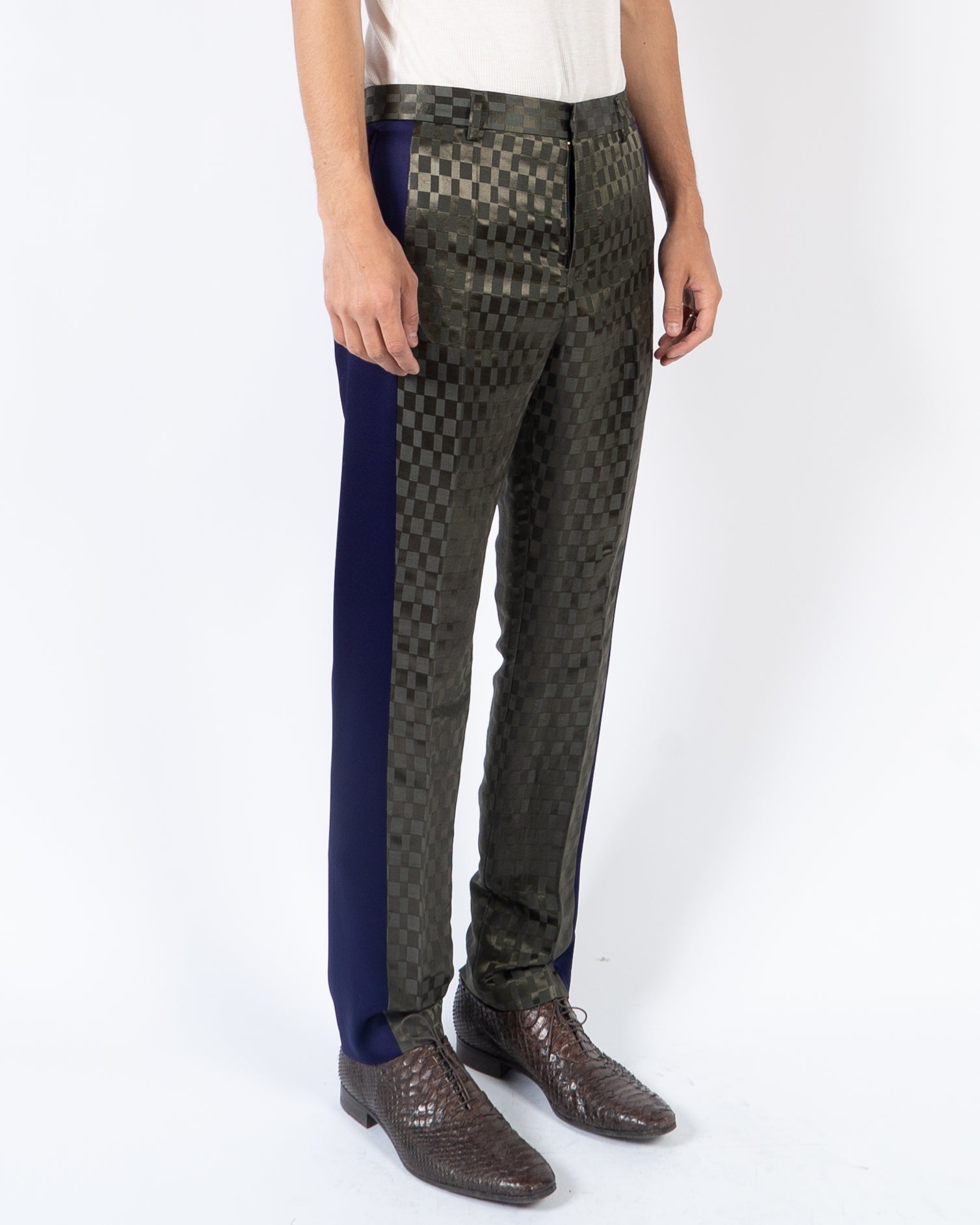 SS21 Khaki Checked Jacquard Trousers