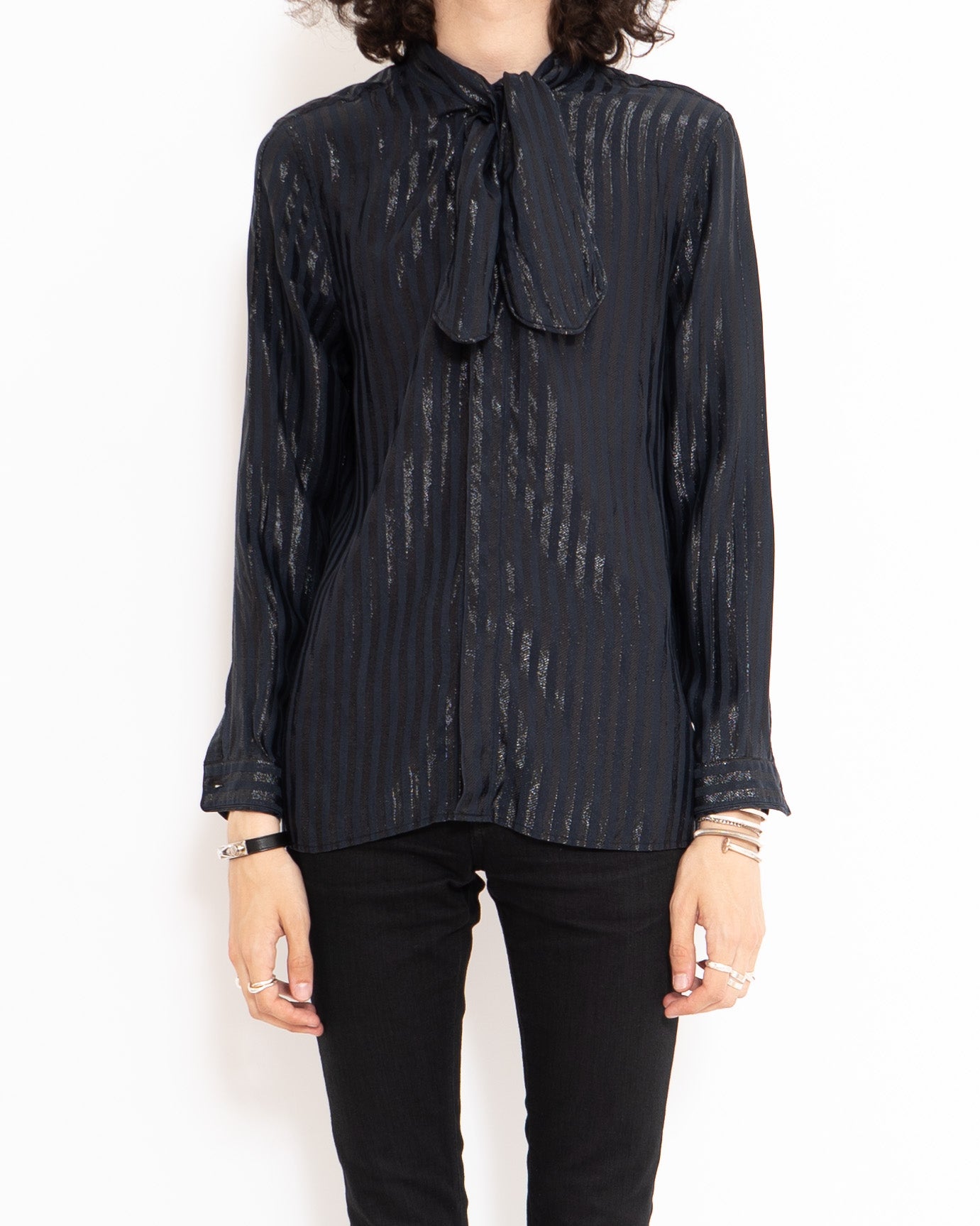 FW17 Striped Glitter Shirt in Viscose