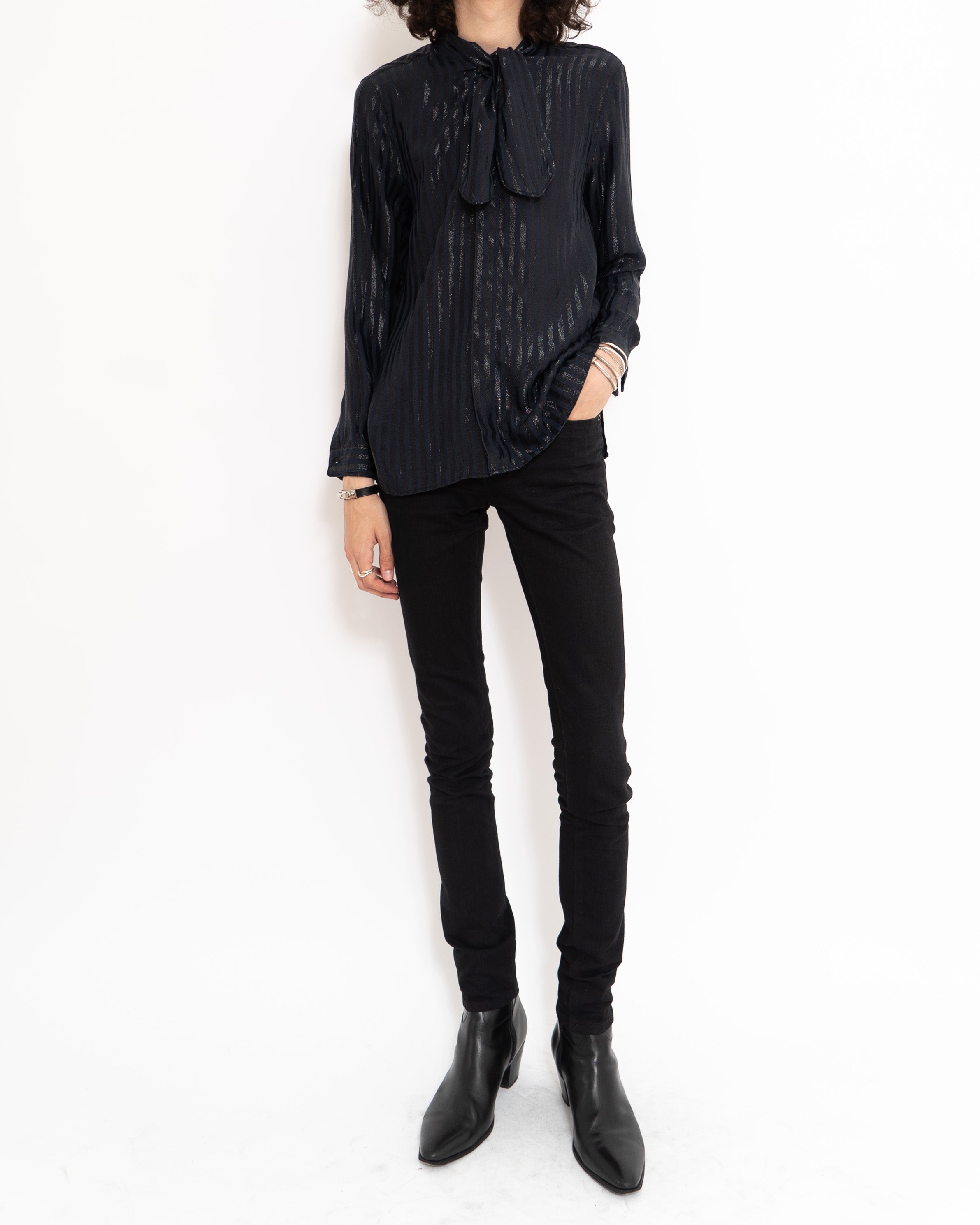 FW17 Striped Glitter Shirt in Viscose