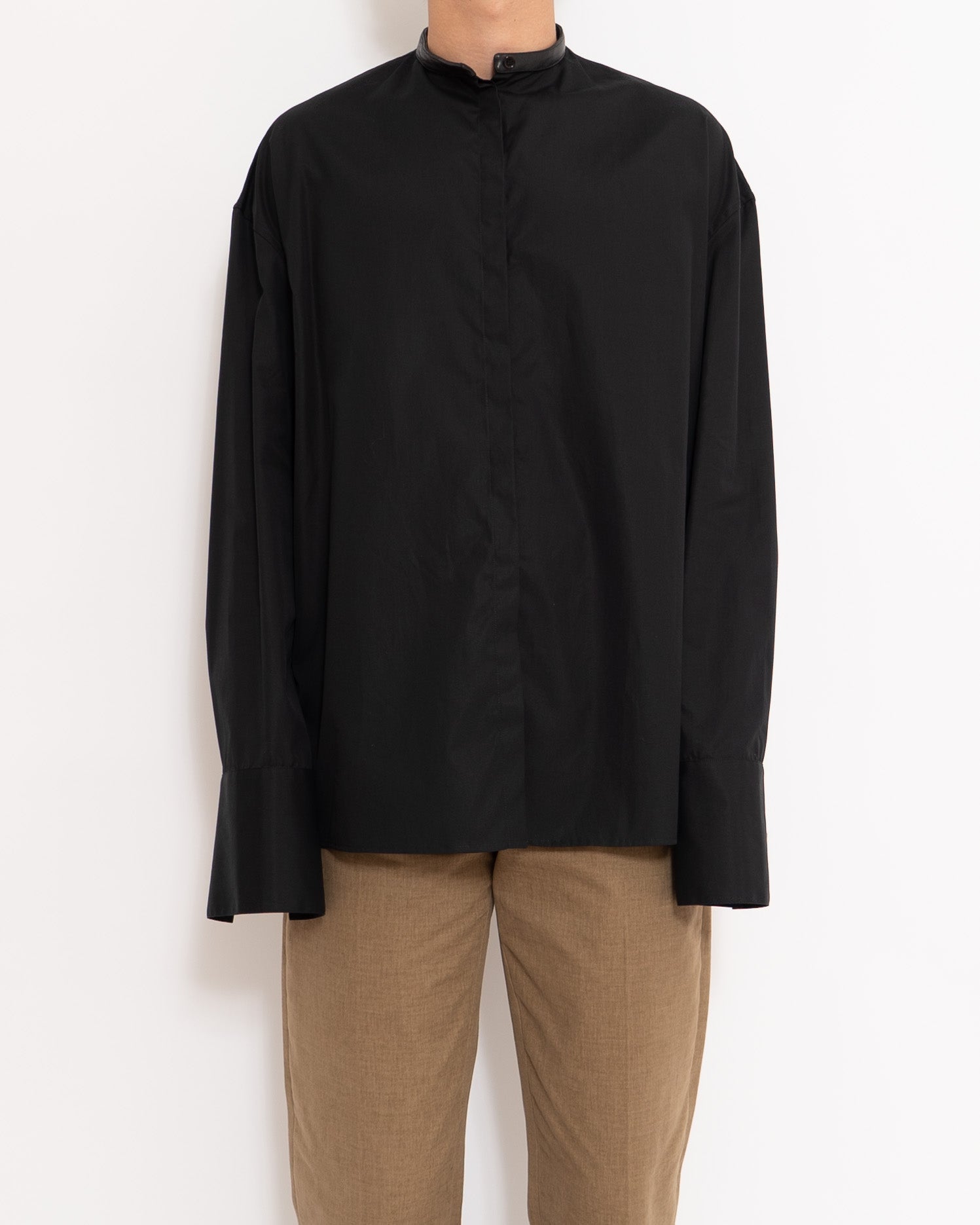 FW20 Classic Shirt with Mao Leather Collar