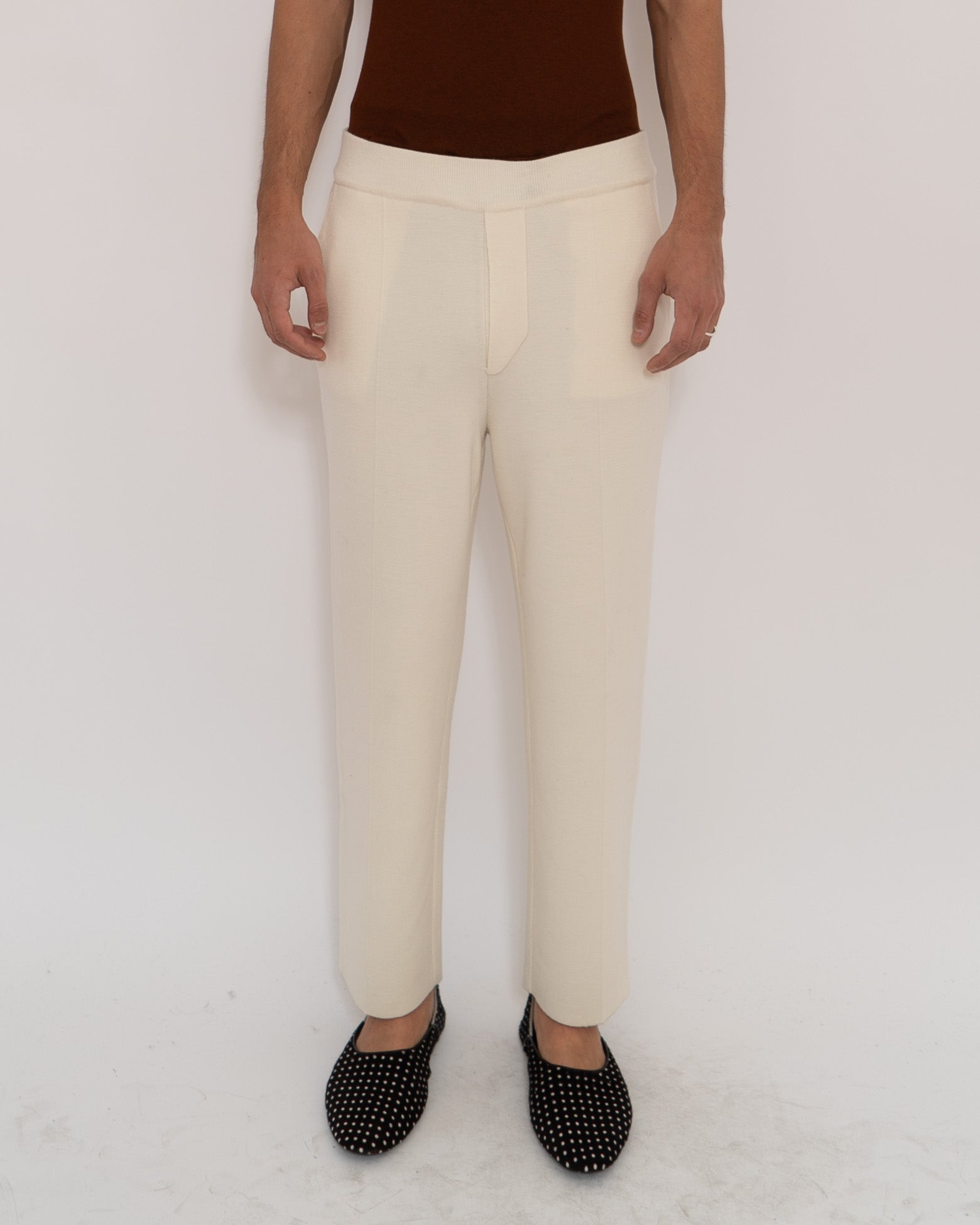 FW19 Knitted Invidia White Trousers Sample