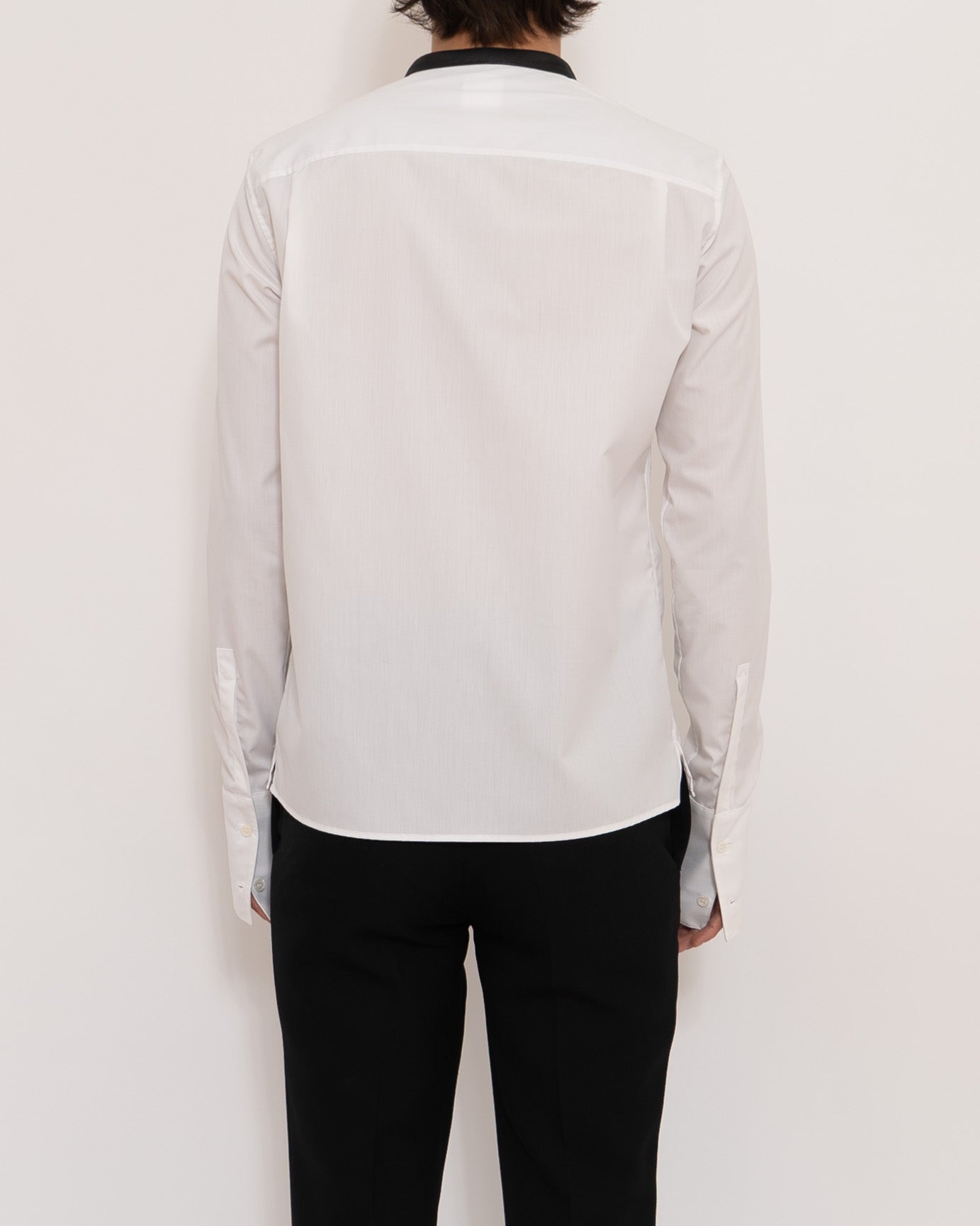 FW20 Classic Ivory Shirt with Mao Leather Collar