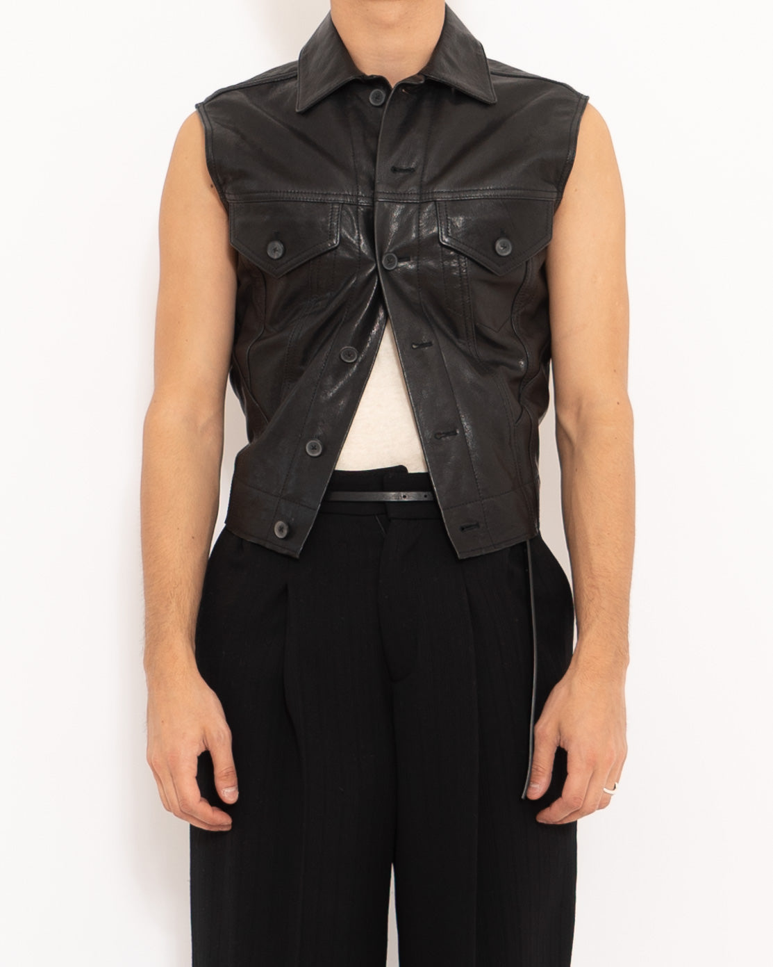 FW16 Leather Laced Waistcoat