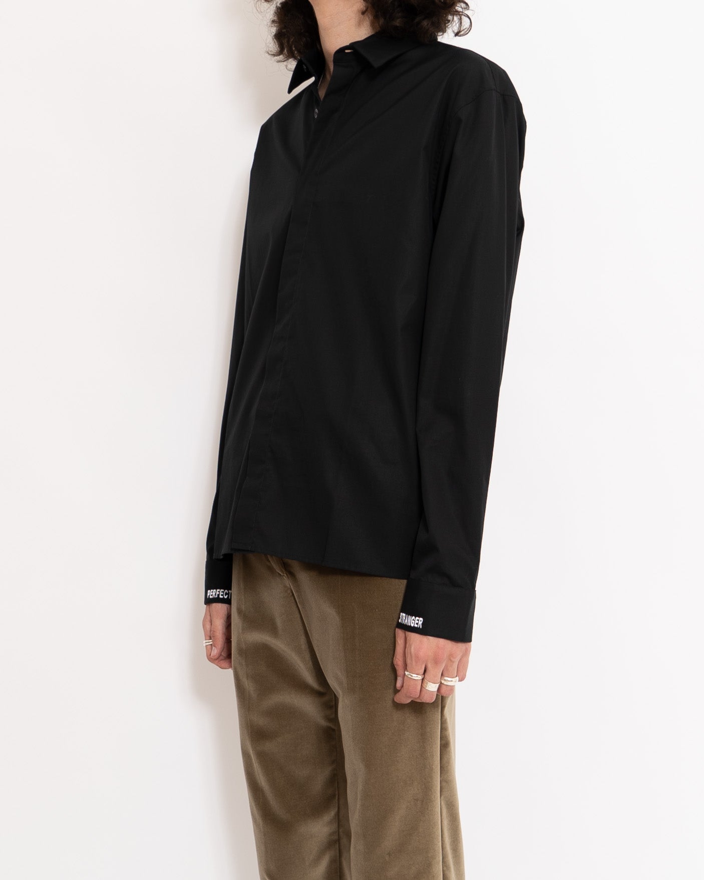 FW20 Baron Black Shirt with Embroidered Cuffs Sample