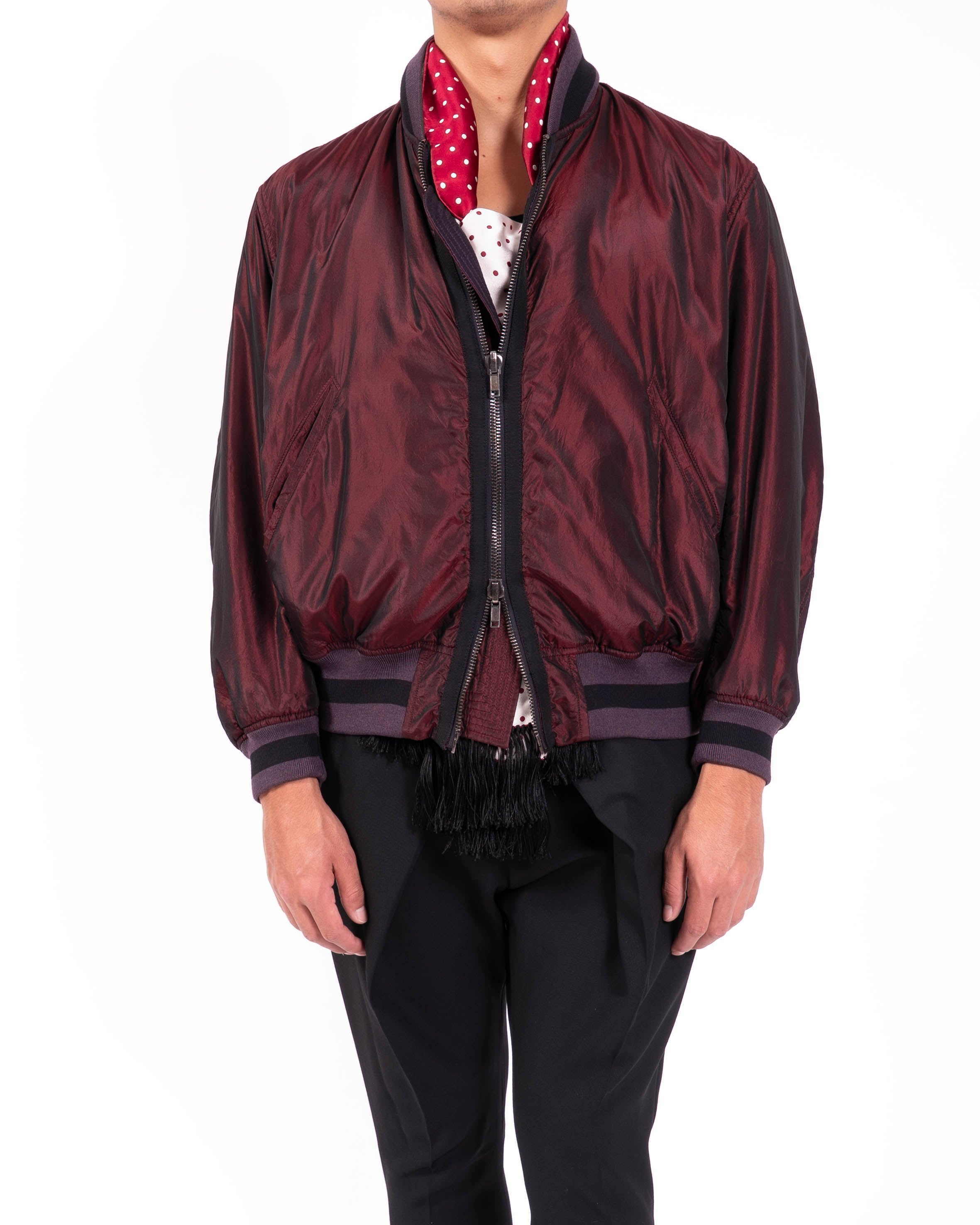 SS14 Reversible Bomber in Red & Purple Silk