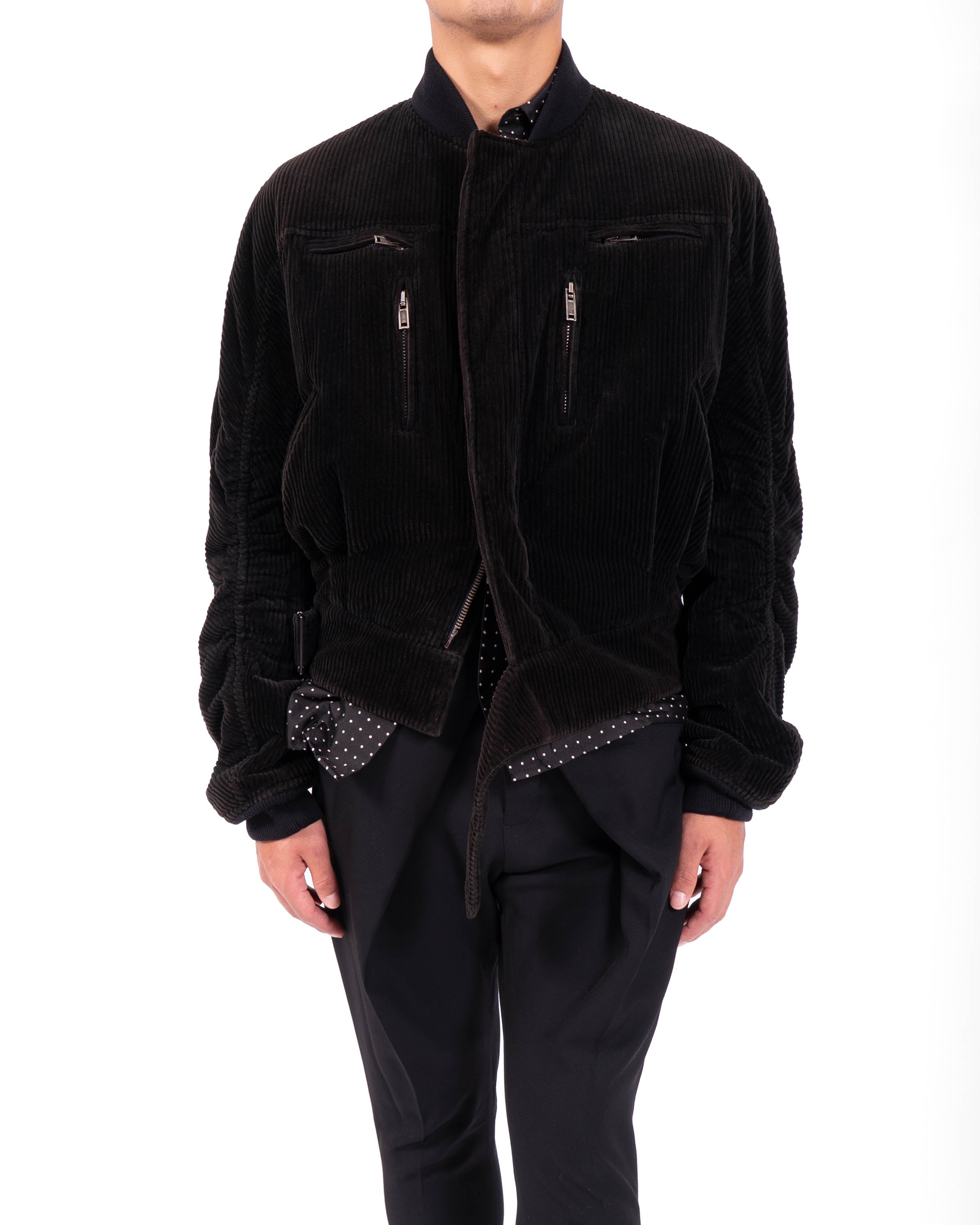 FW15 Oversized Biker Bomber in Black Cord