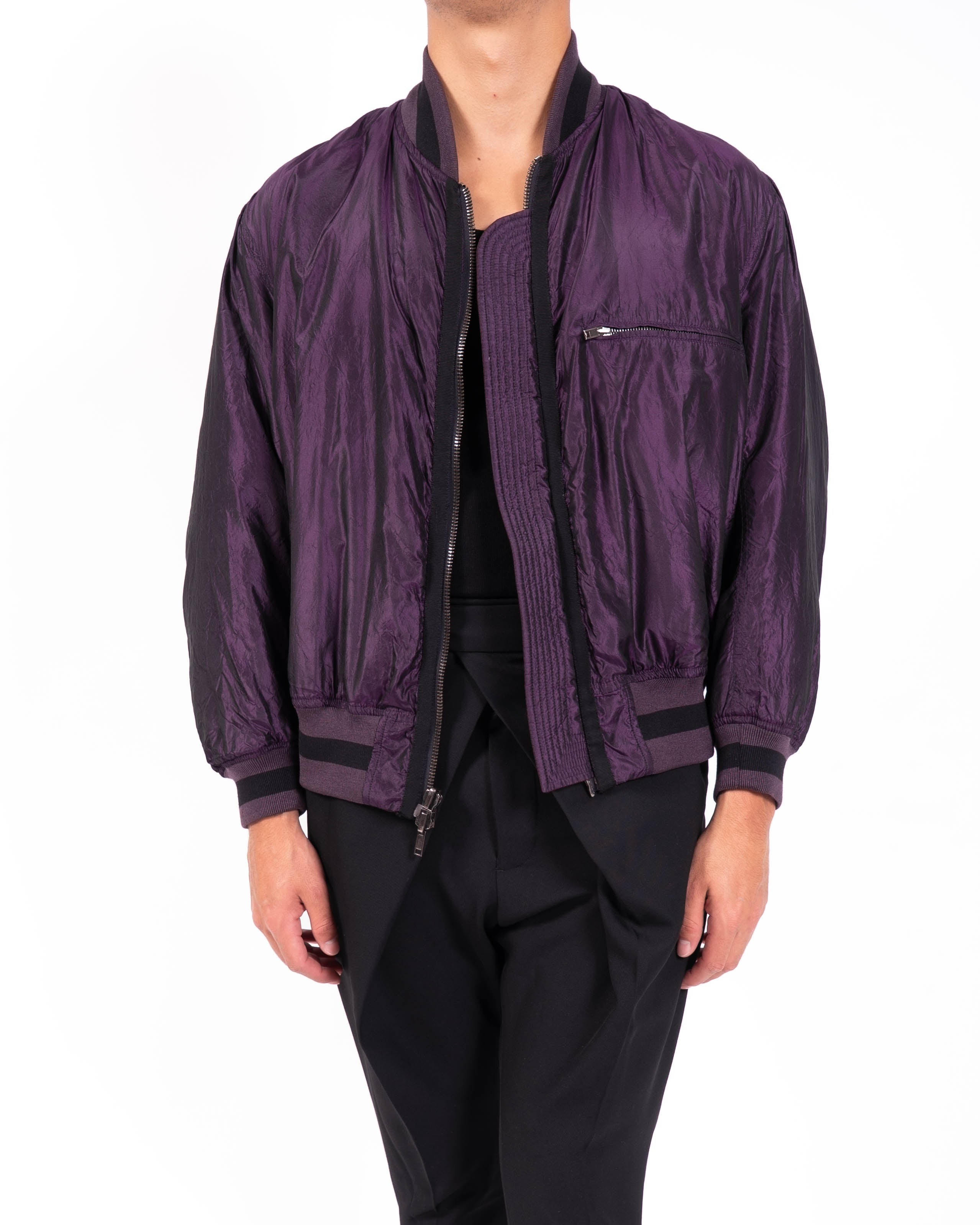 SS14 Reversible Bomber in Red & Purple Silk