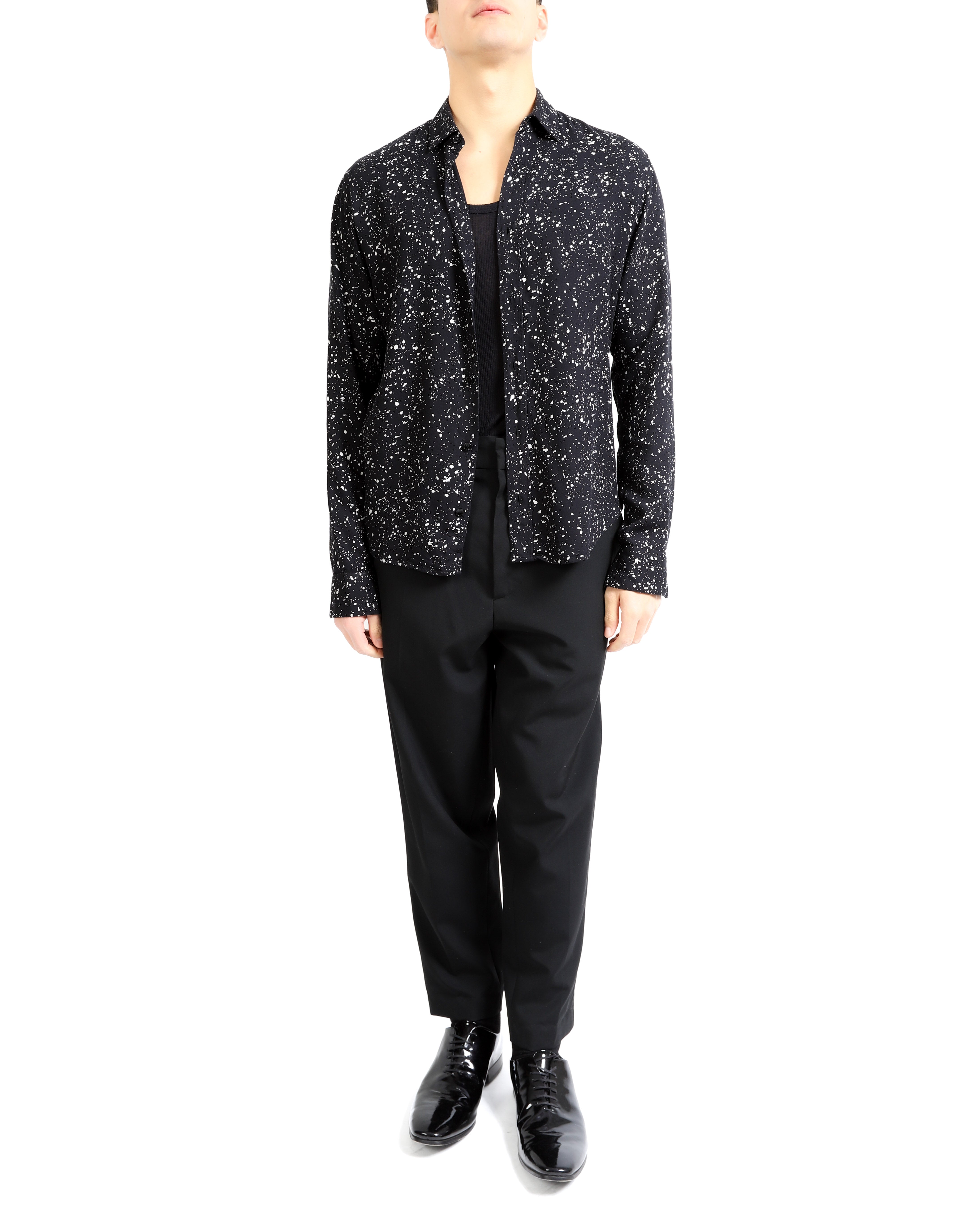 FW15 Splatter Shirt in Black & White Viscose
