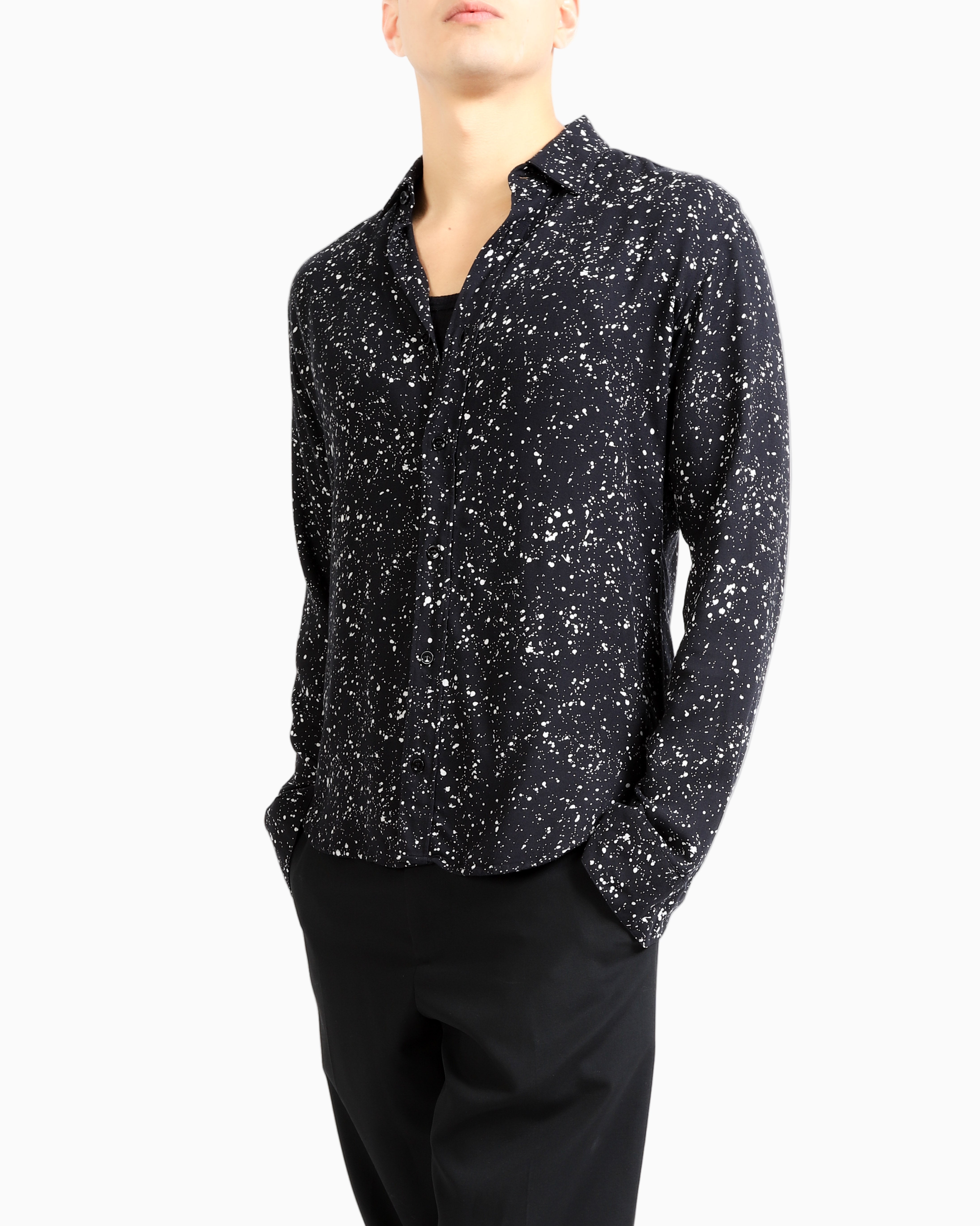 FW15 Splatter Shirt in Black & White Viscose