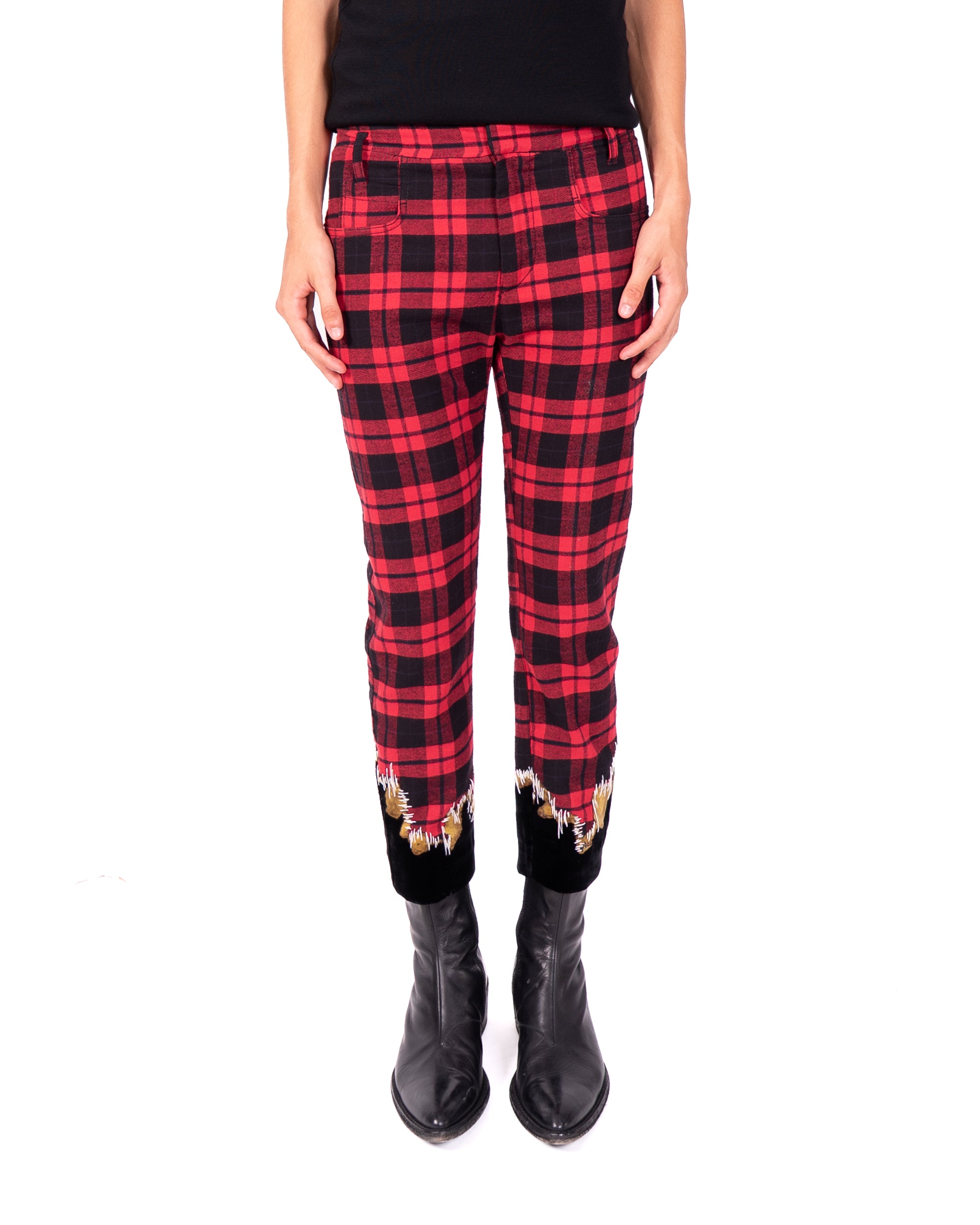 FW17 Bleached Hem Trousers in Checked Wool