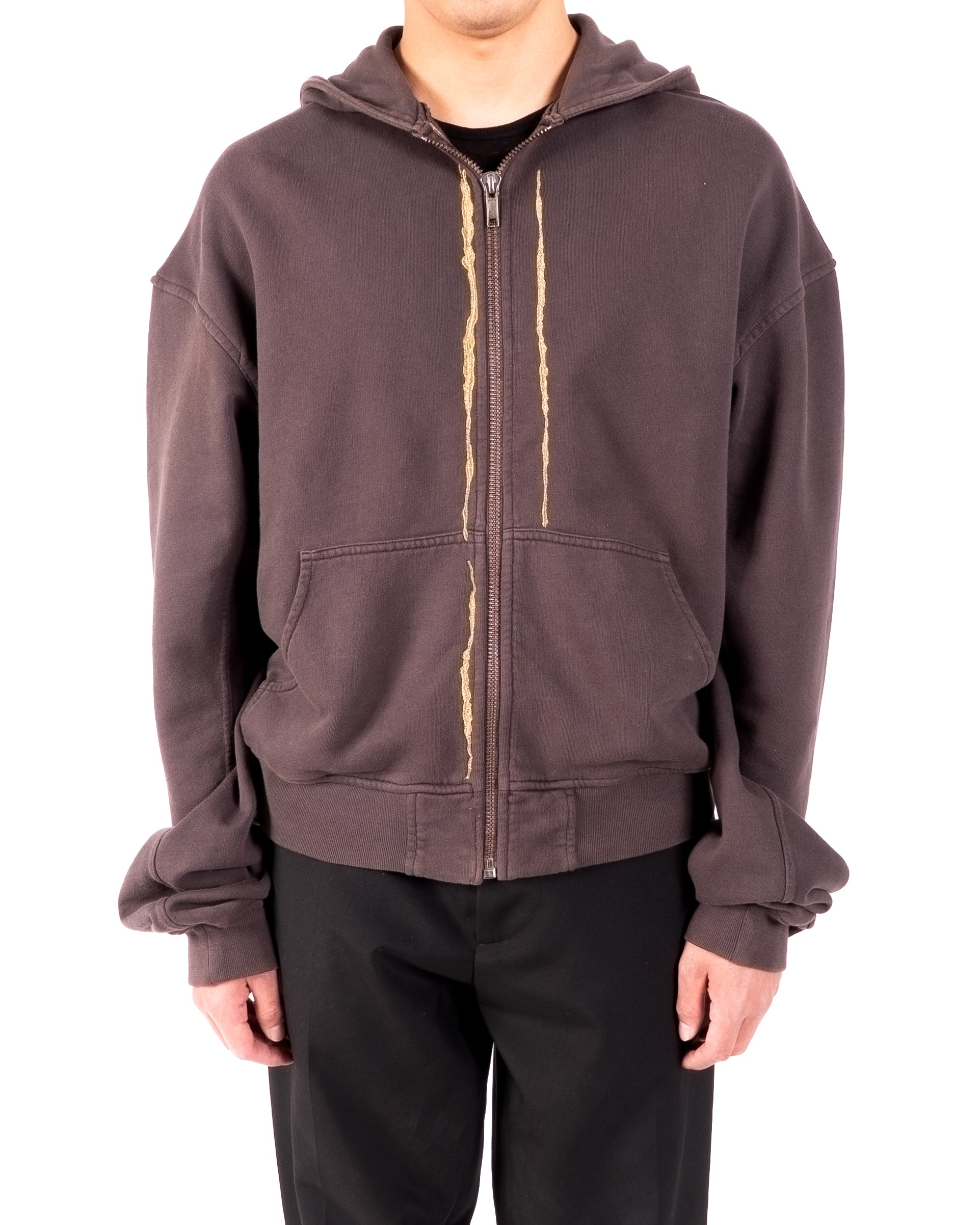 FW17 Embroidered Perth Hoodie in Washed Grey Cotton