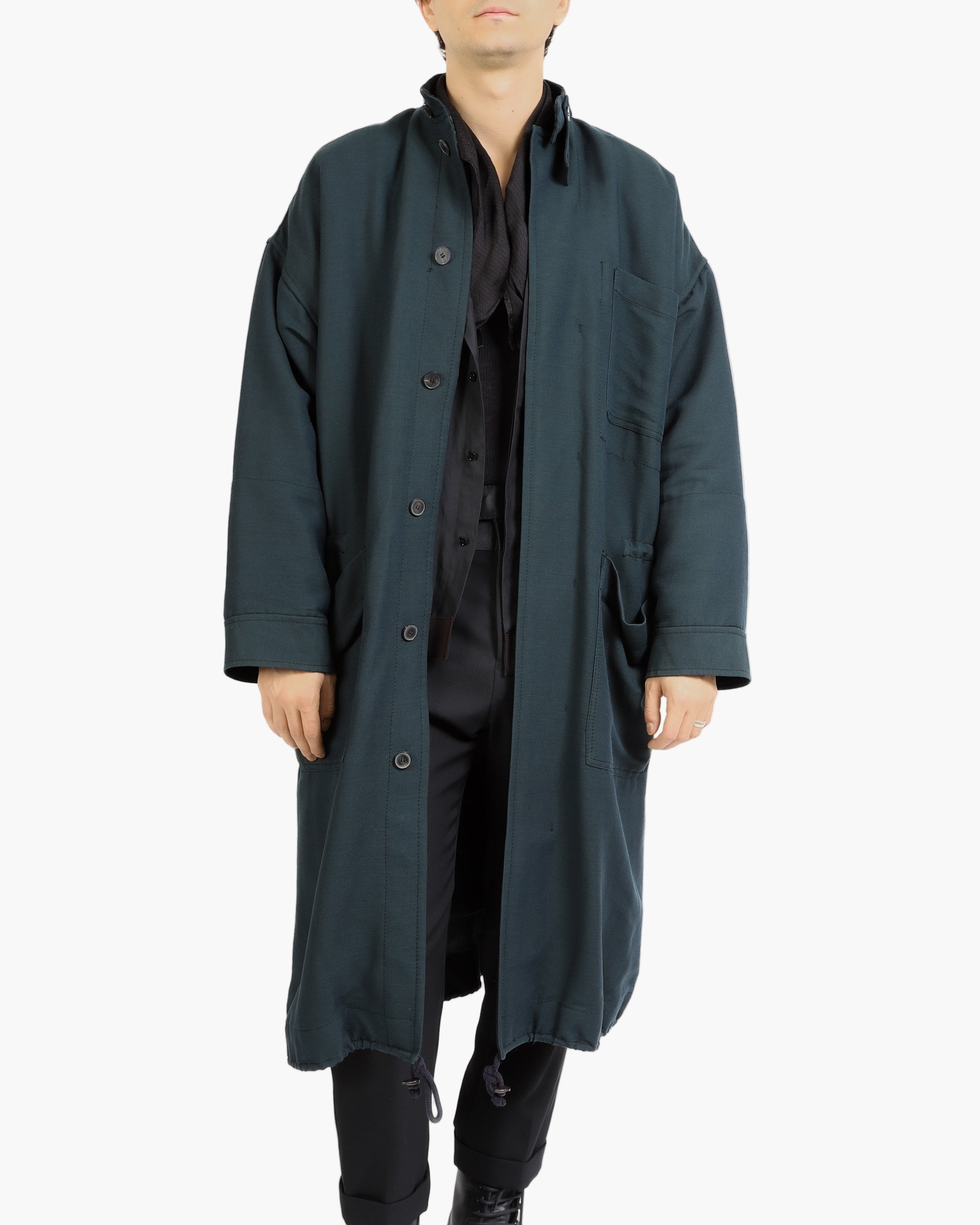 FW17 Oversized Quilted Coat in Teal Wool