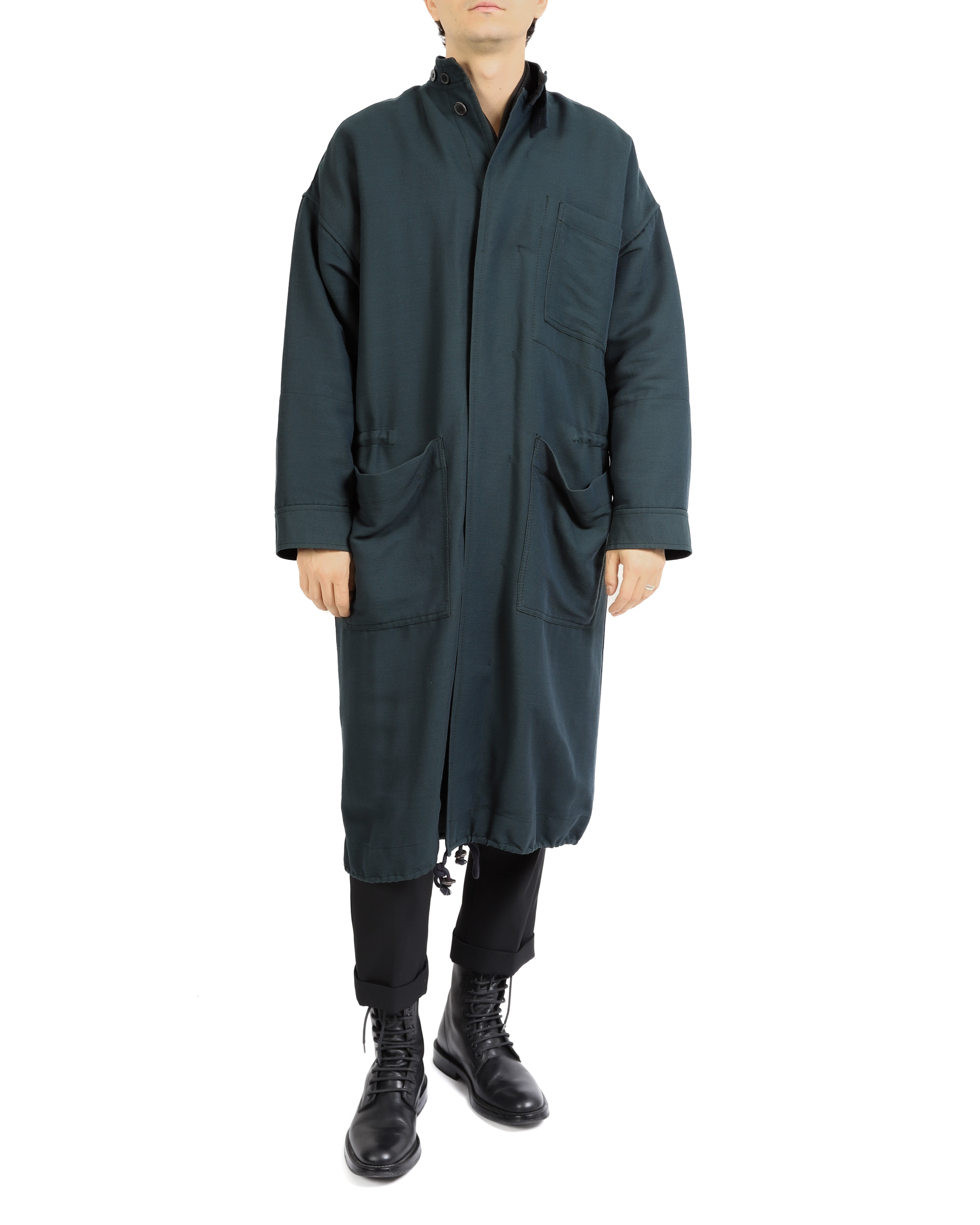 FW17 Oversized Quilted Coat in Teal Wool