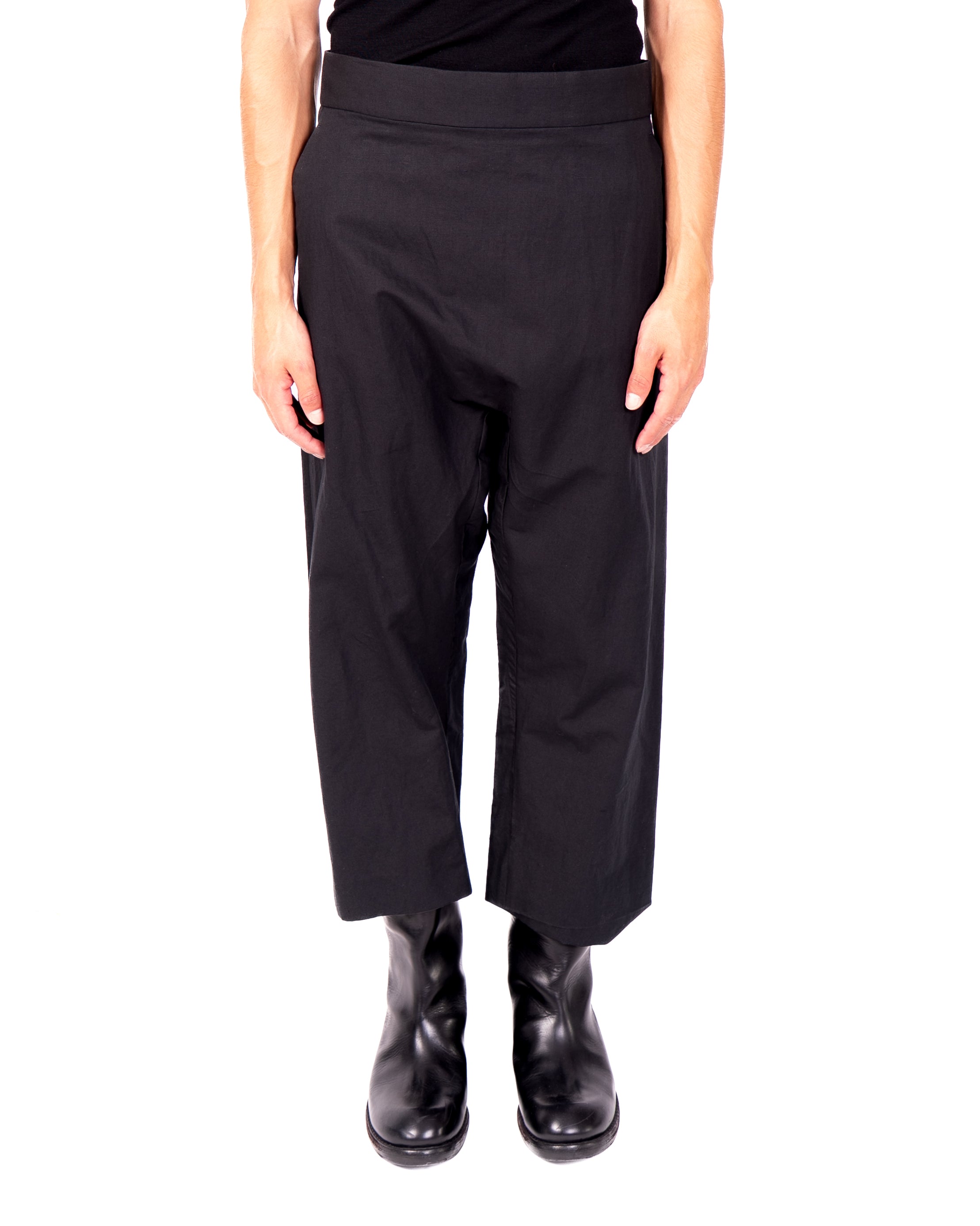 FW17 Dropped Crotch Relaxed Trousers in Black Cotton