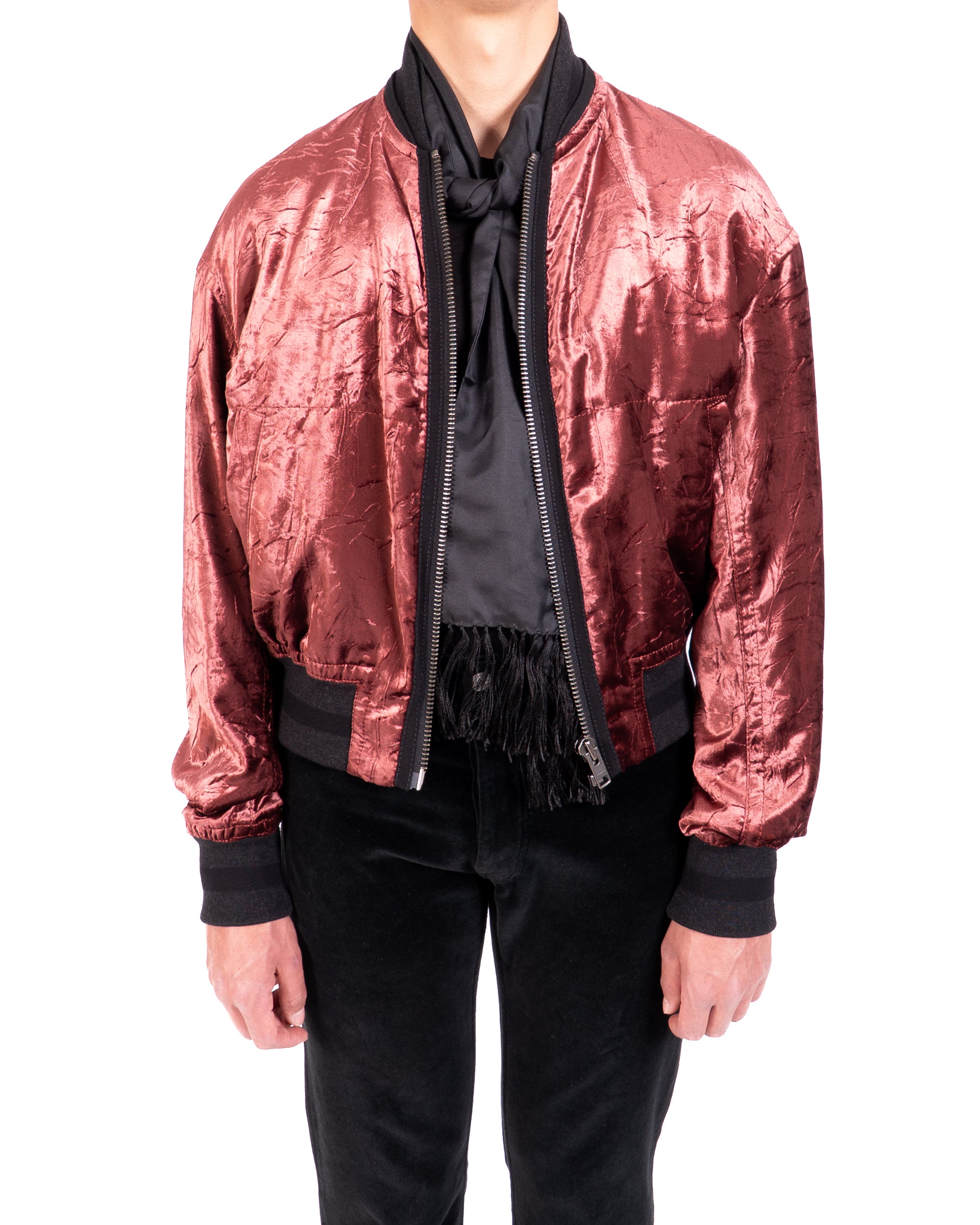 FW17 Cropped Bomber Jacket in Red Velvet