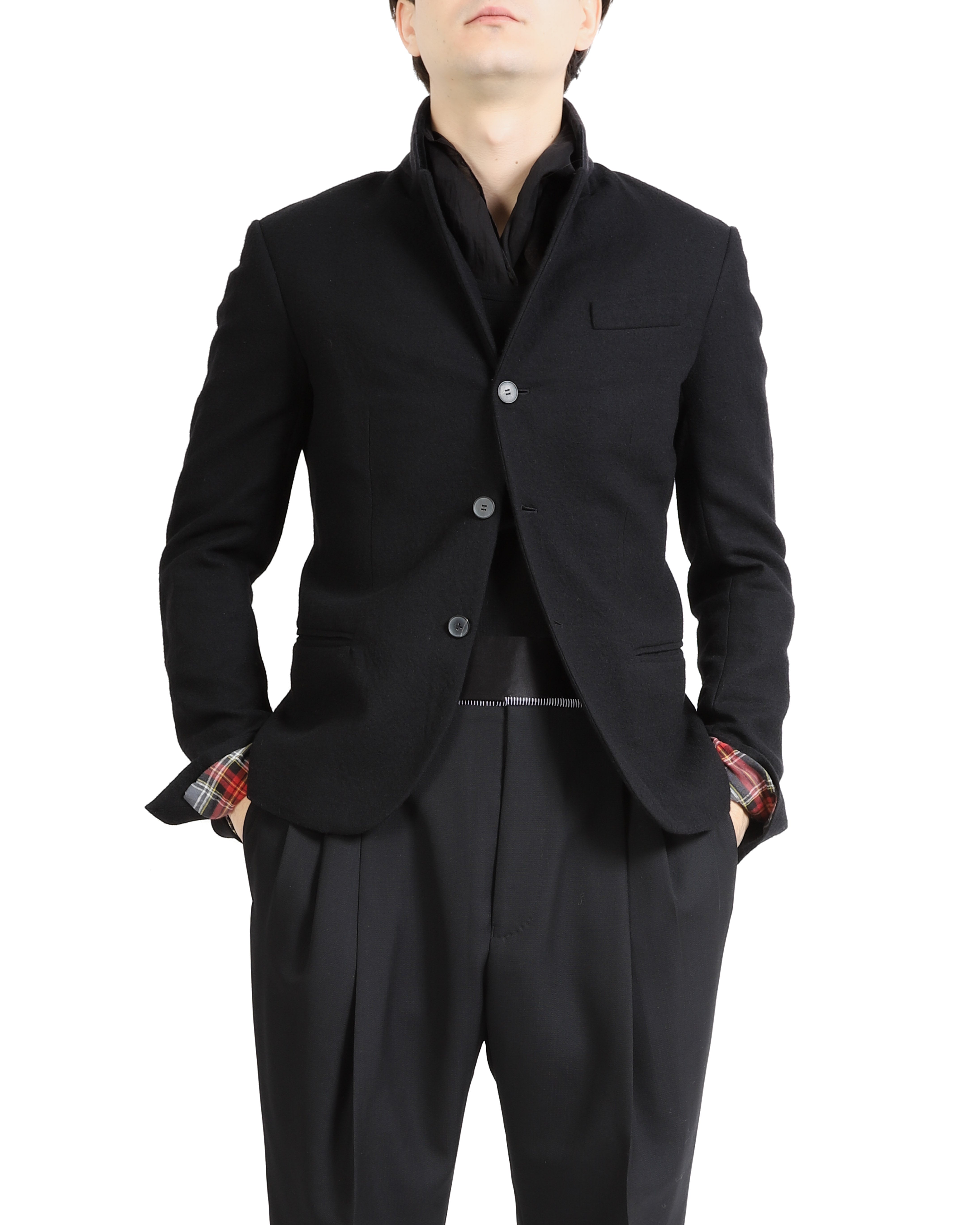 FW17 Velvet Collar Blazer in Black Wool