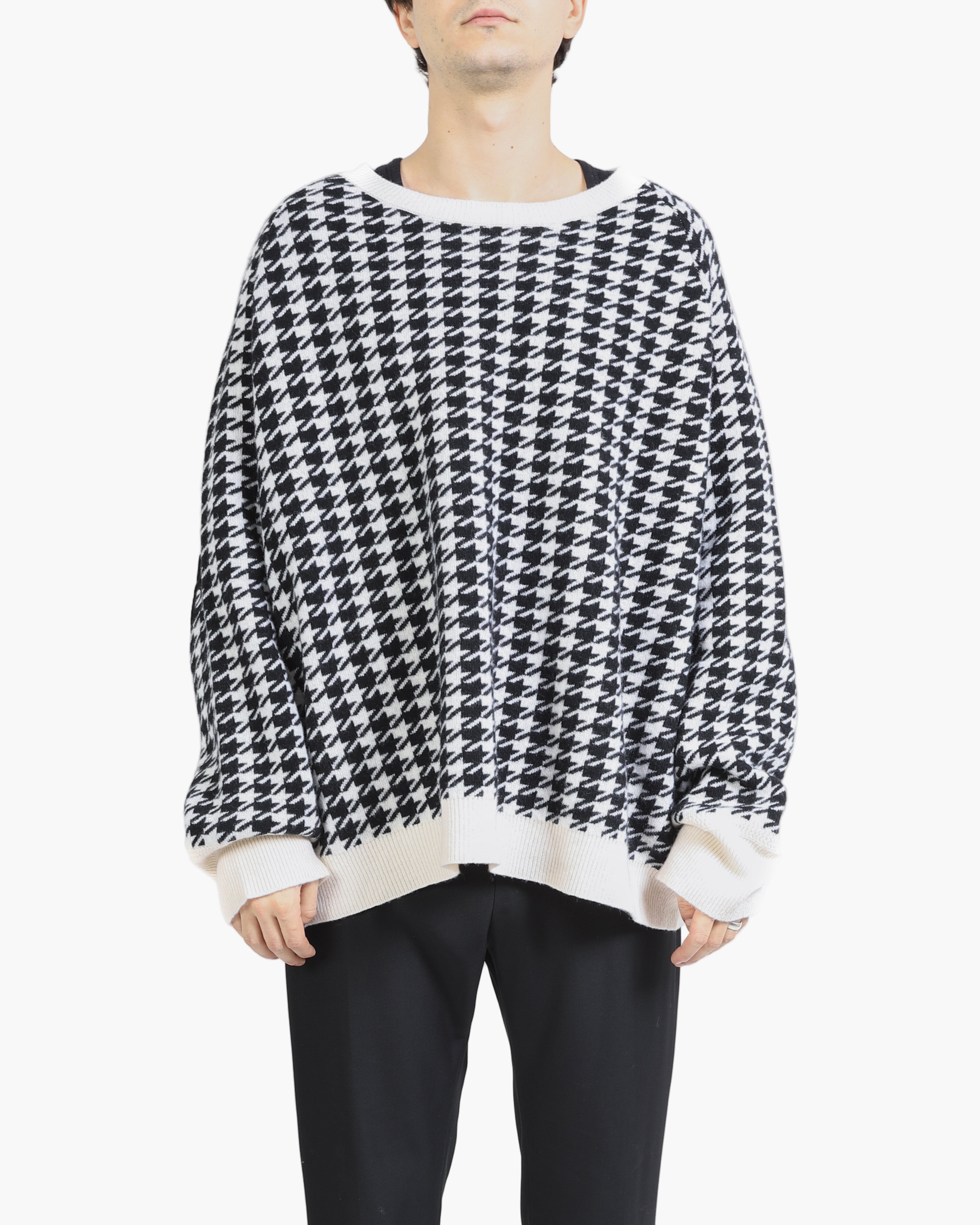 FW17 Oversized Tribal Patch Knit in Houndstooth Wool