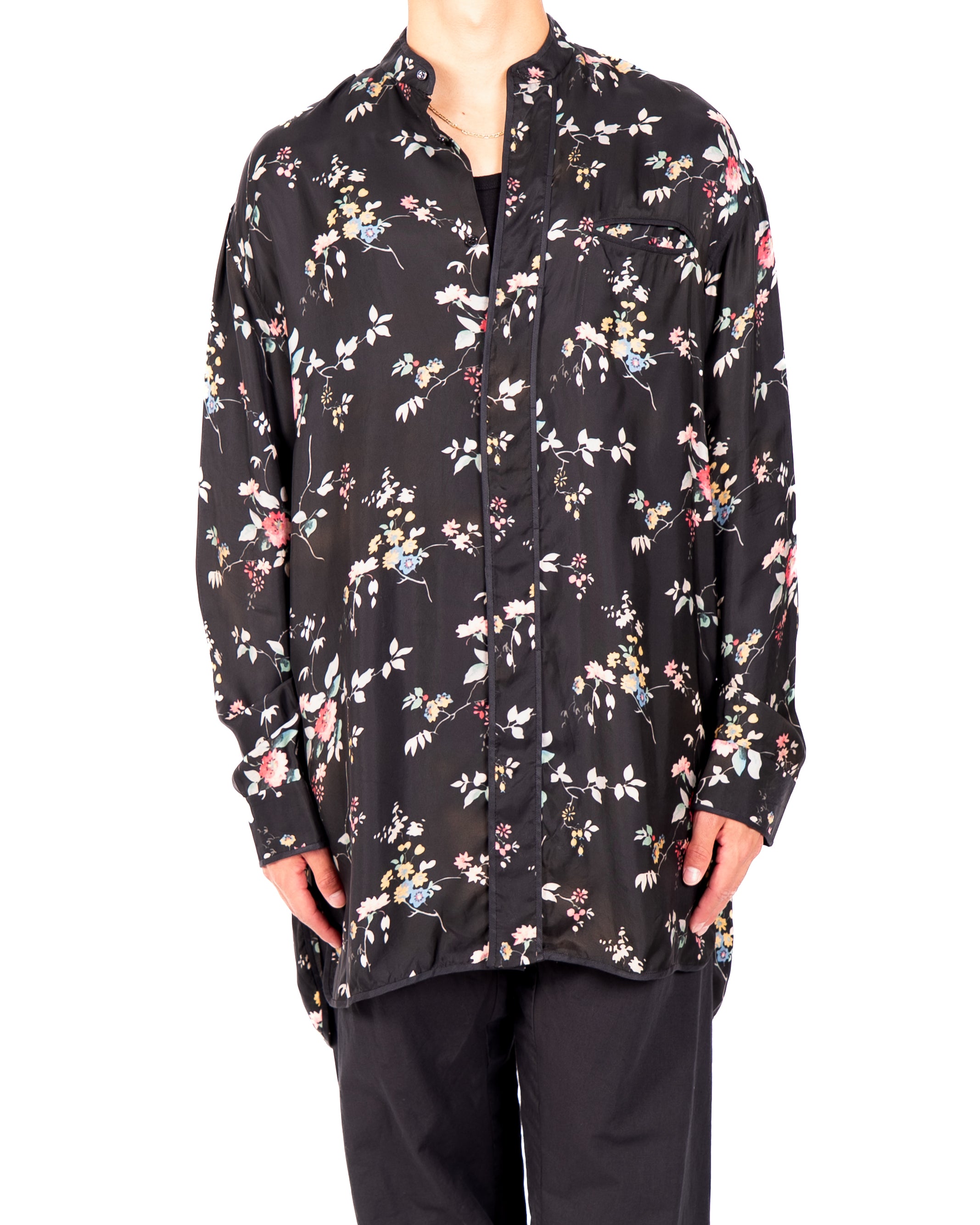 FW18 Oversized Mandarin Shirt in Floral Viscose