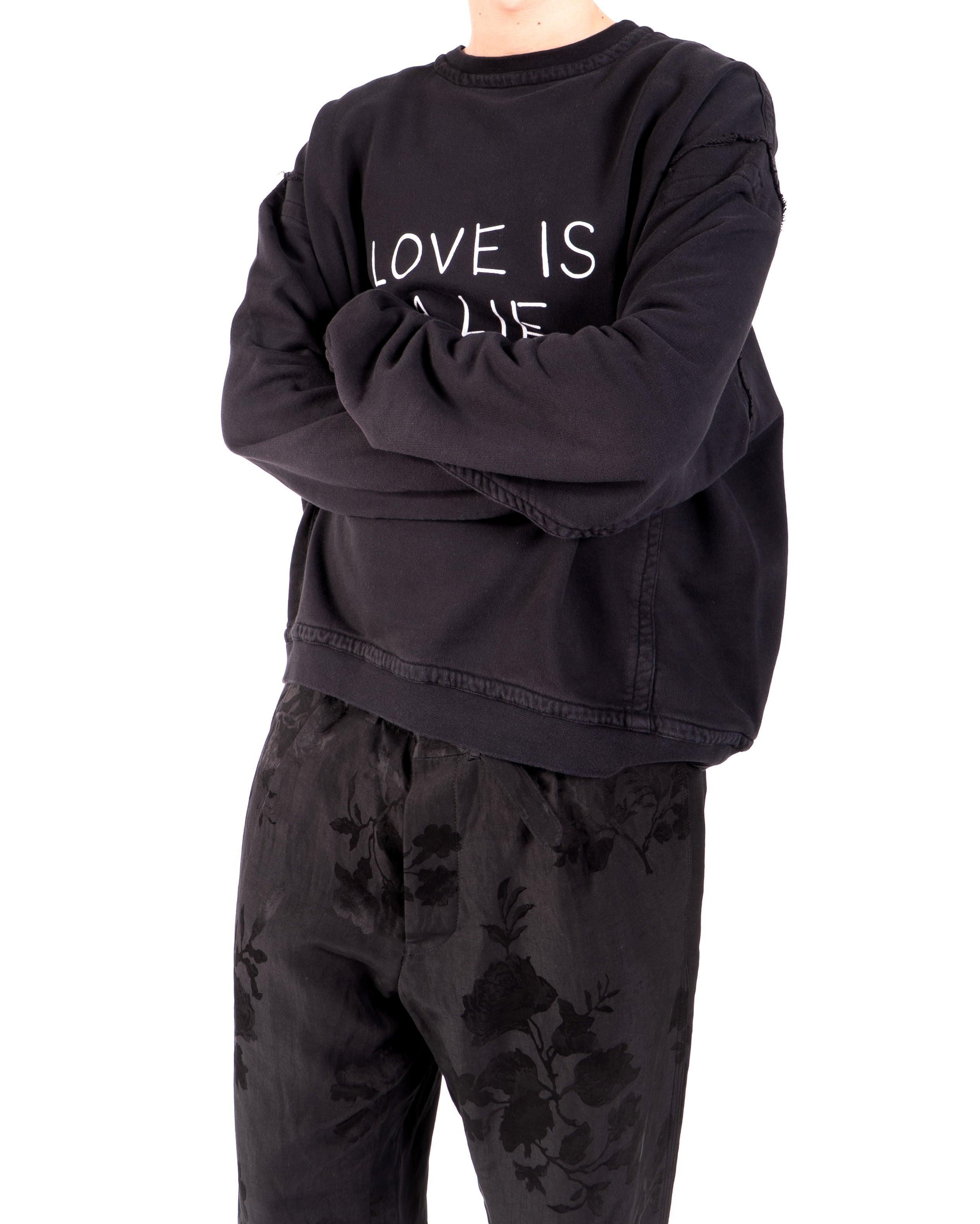 FW18 Oversized Printed Perth Sweatshirt in Black Cotton