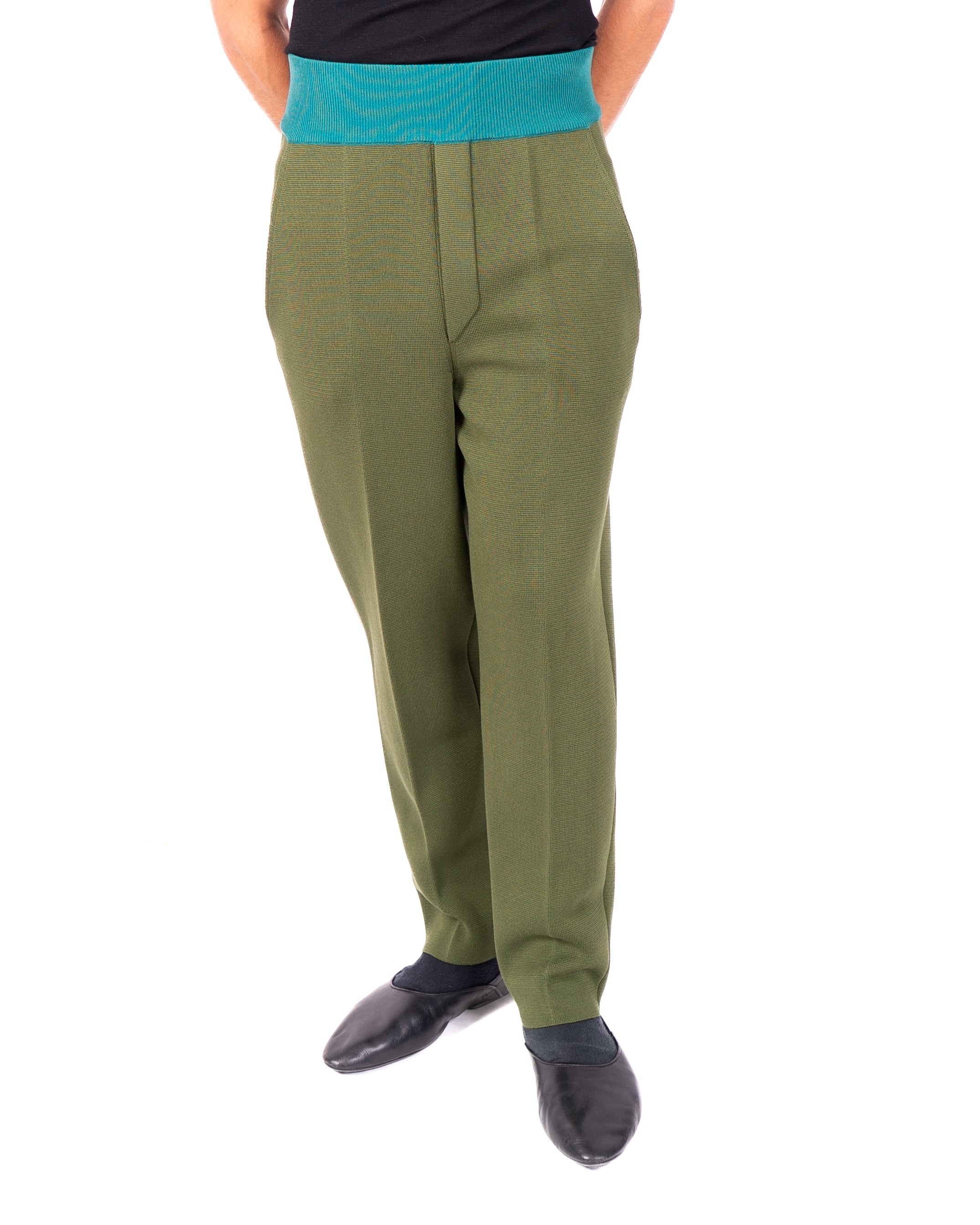 SS20 Knittted Trousers in Khaki Wool