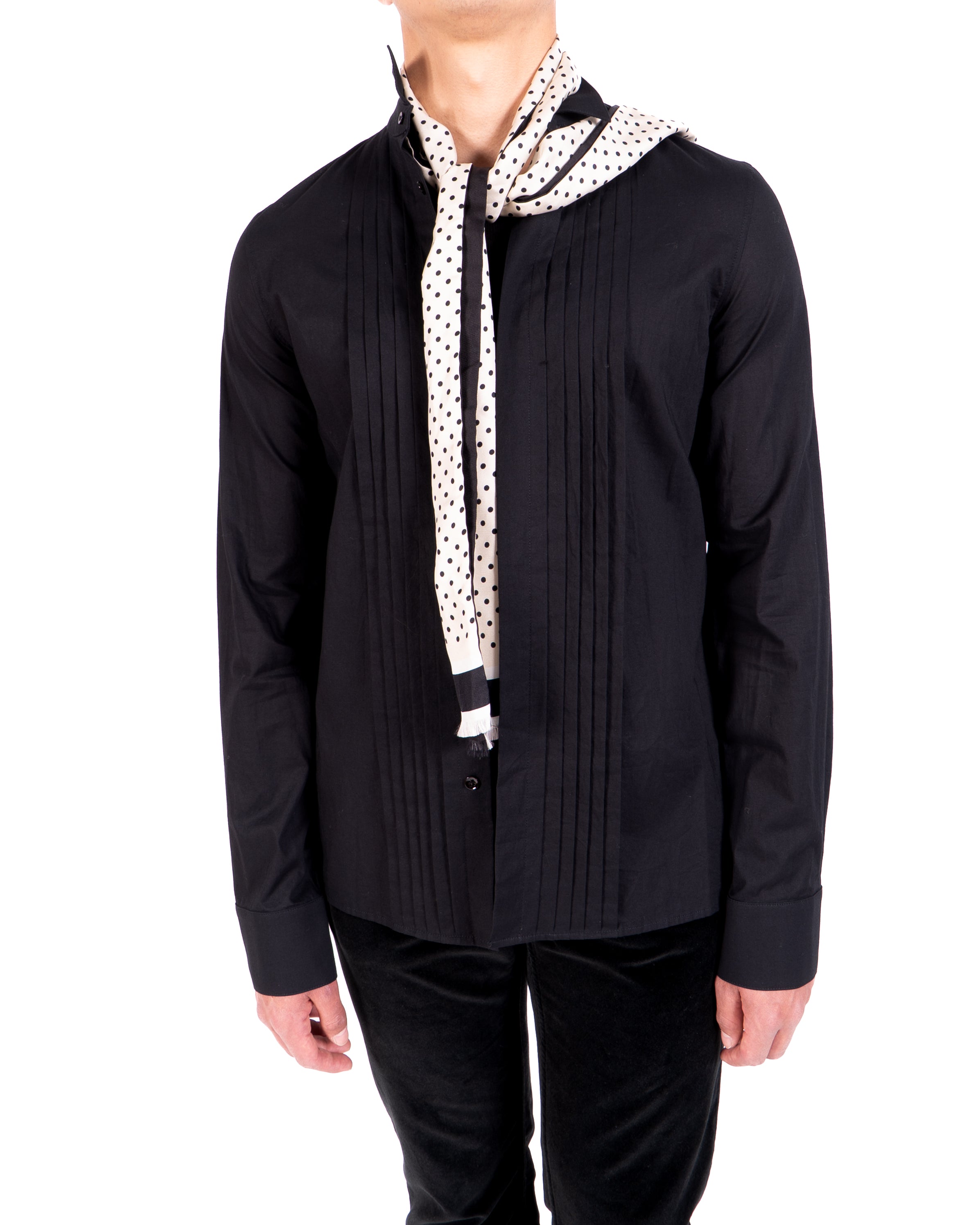 FW20 Plisse Shirt in Black Cotton
