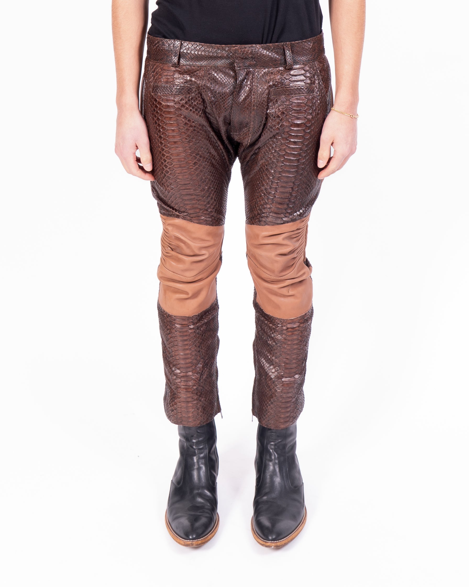 FW14 1of1 Biker Trousers in Brown Python Leather