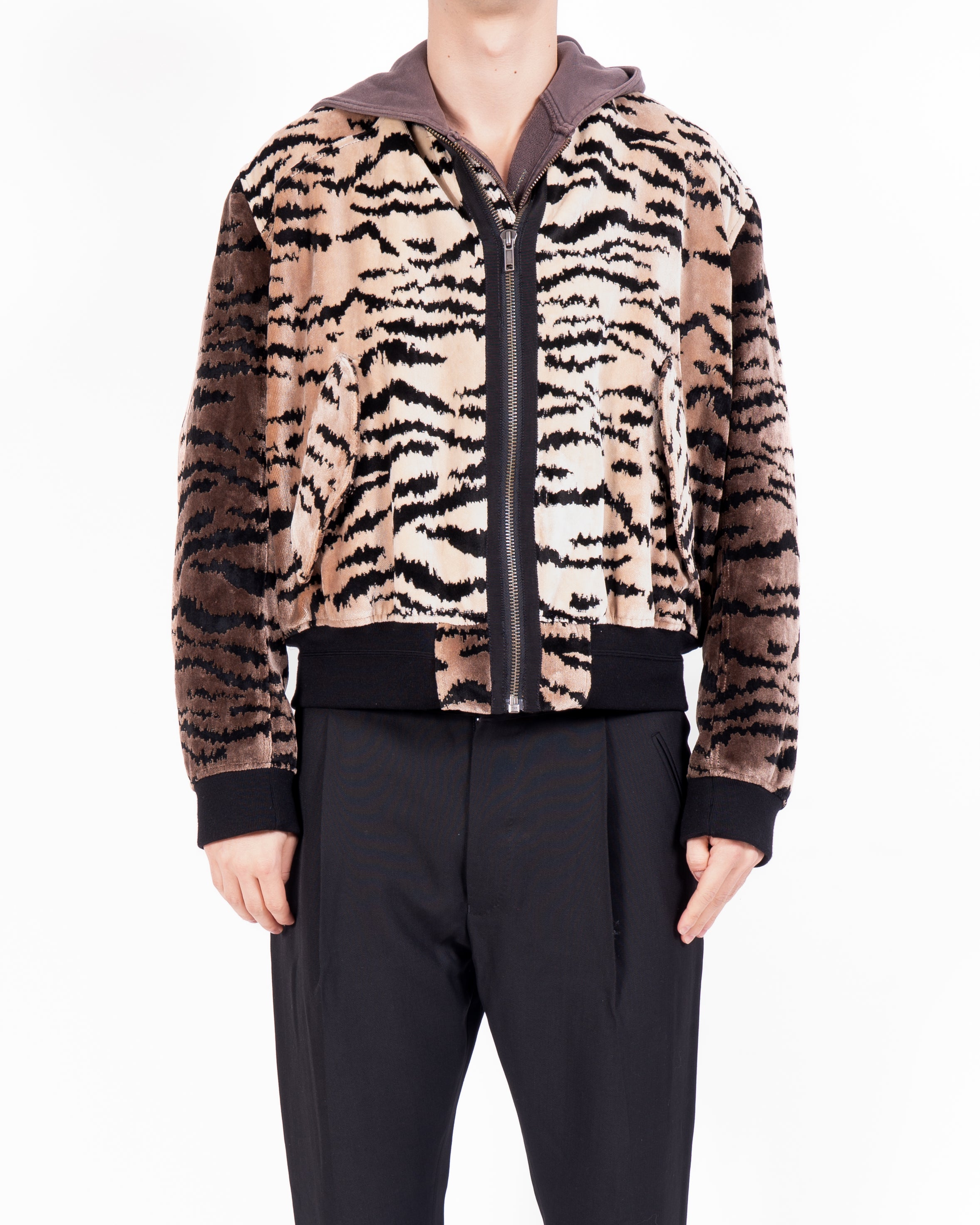 FW18 Oversized Bomber in Tiger Pattern Velvet