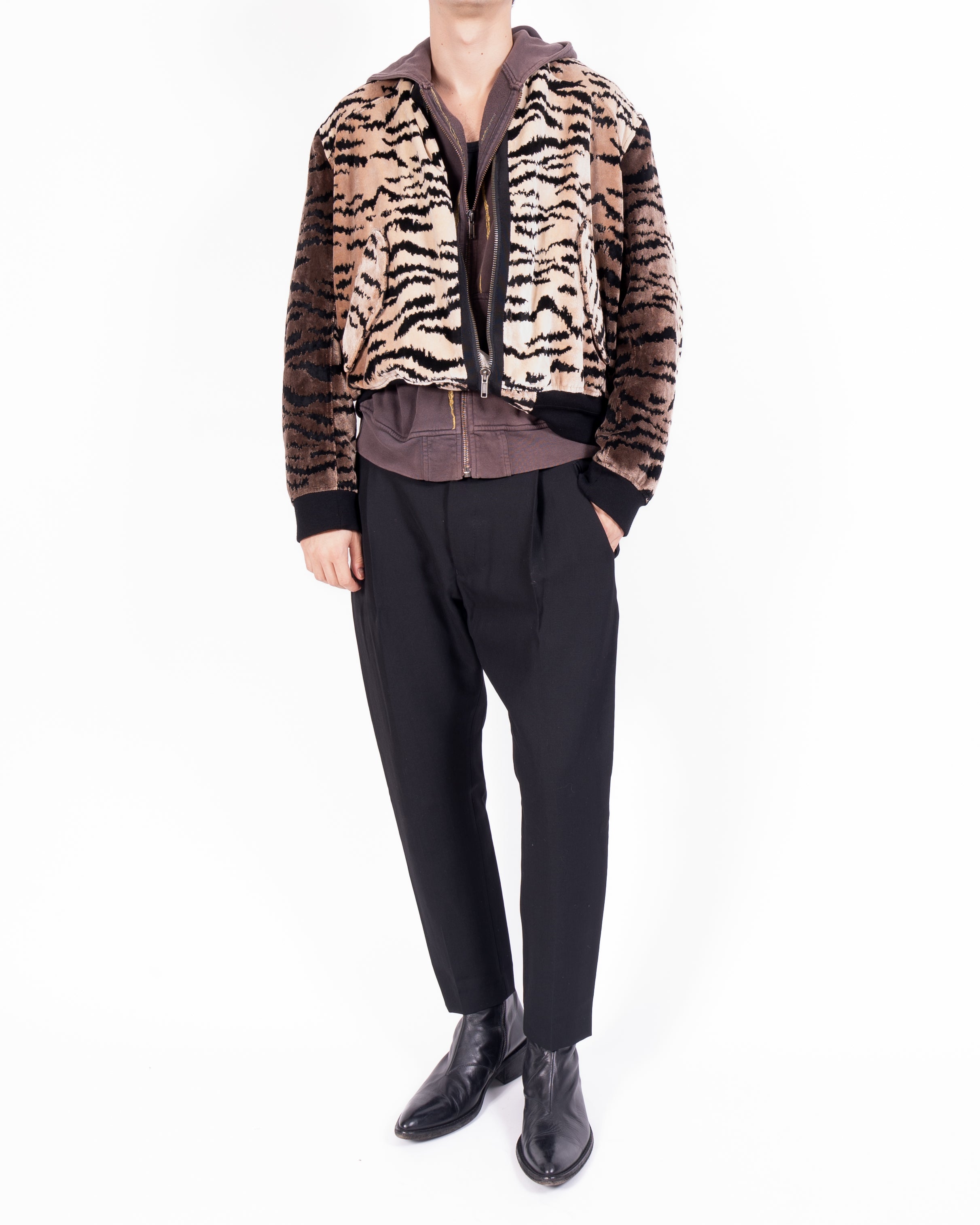 FW18 Oversized Bomber in Tiger Pattern Velvet