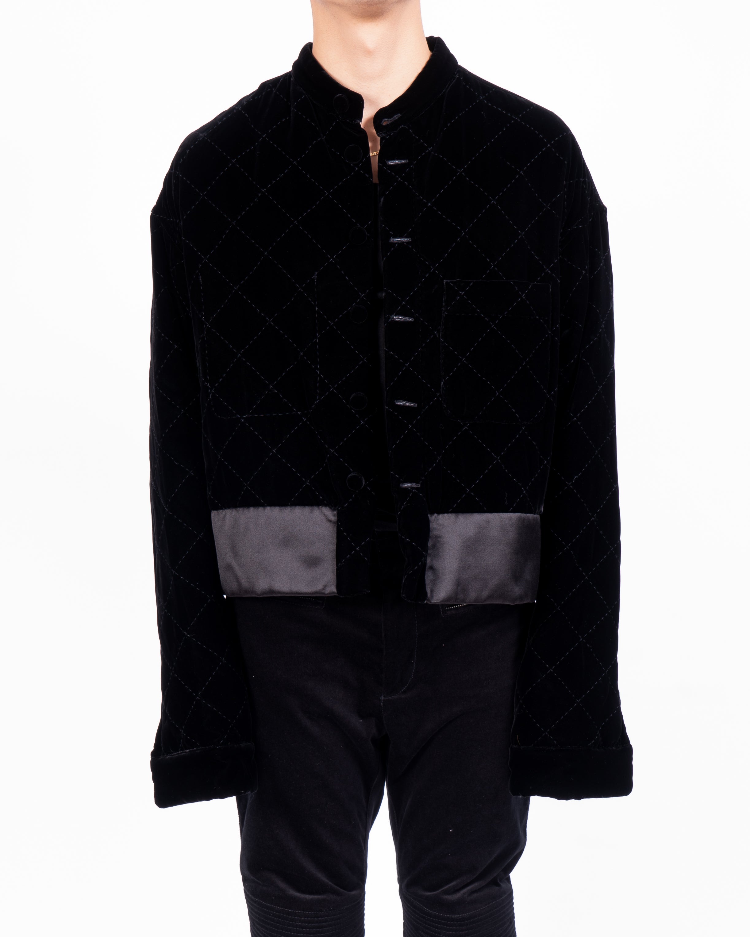 FW20 Boxy Quilted Jacket in Black Velvet