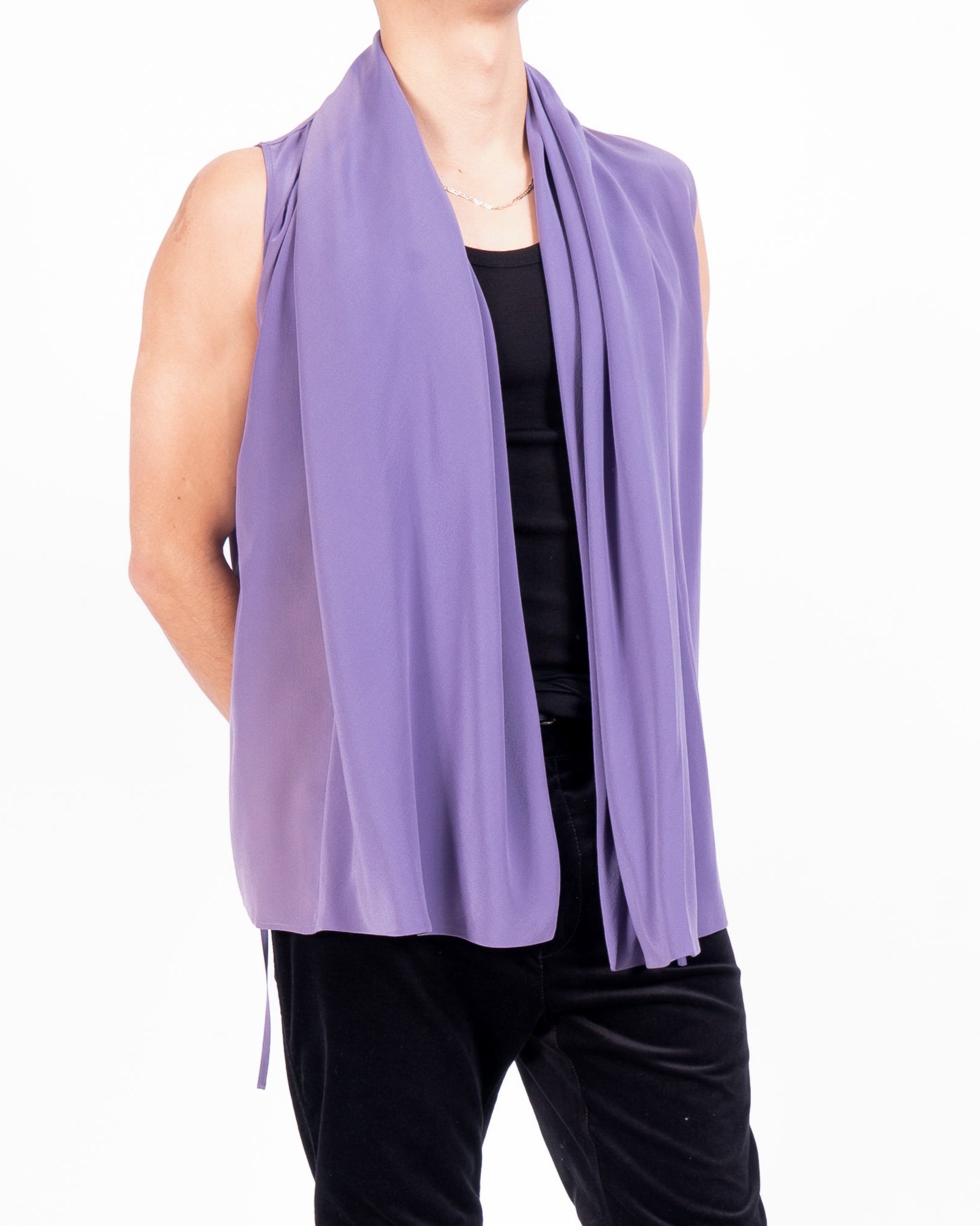 SS18 Sleevless Drape Top in Lilac Silk