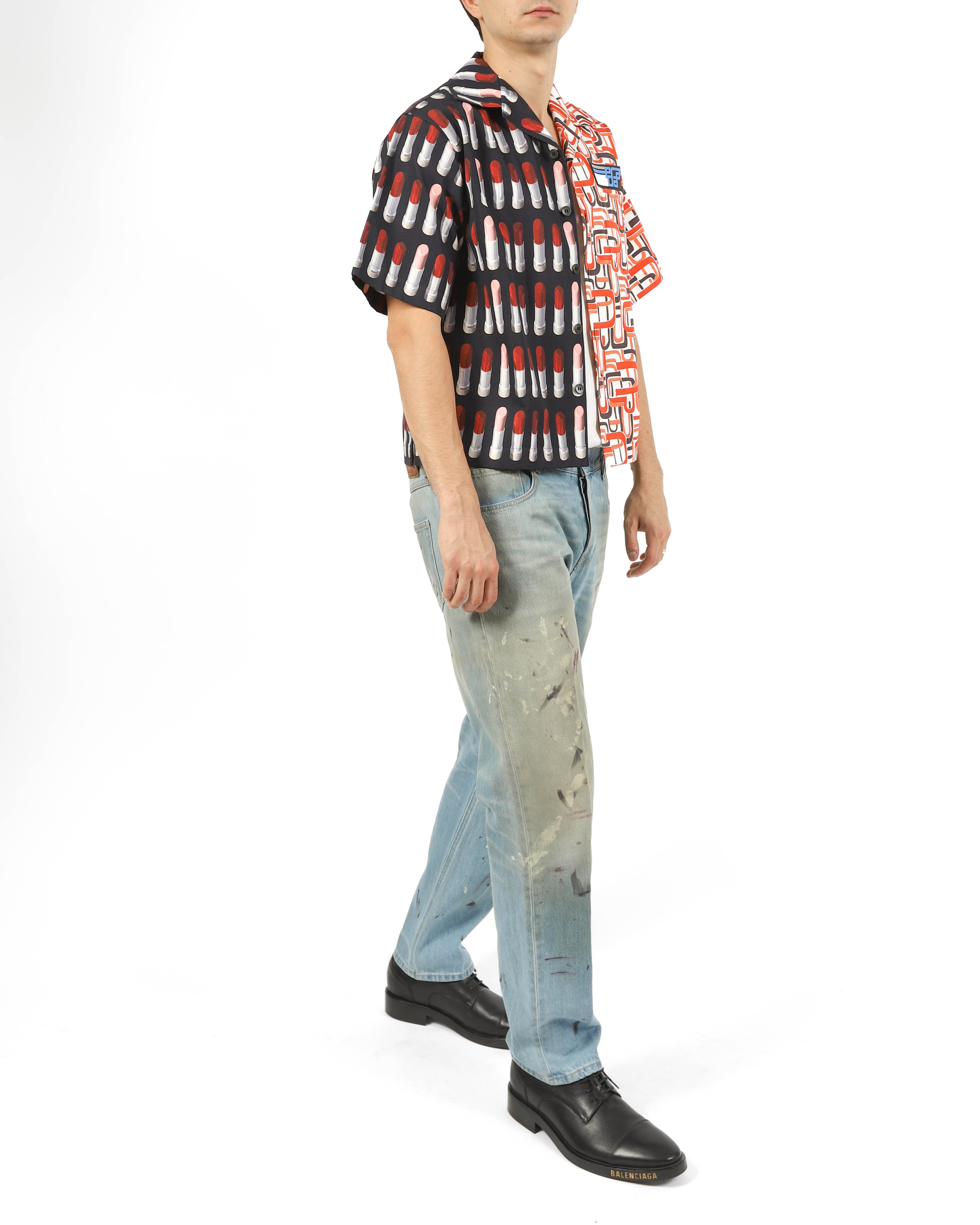 FW18 Double Match Shirt Lipstik & Orange in Cotton