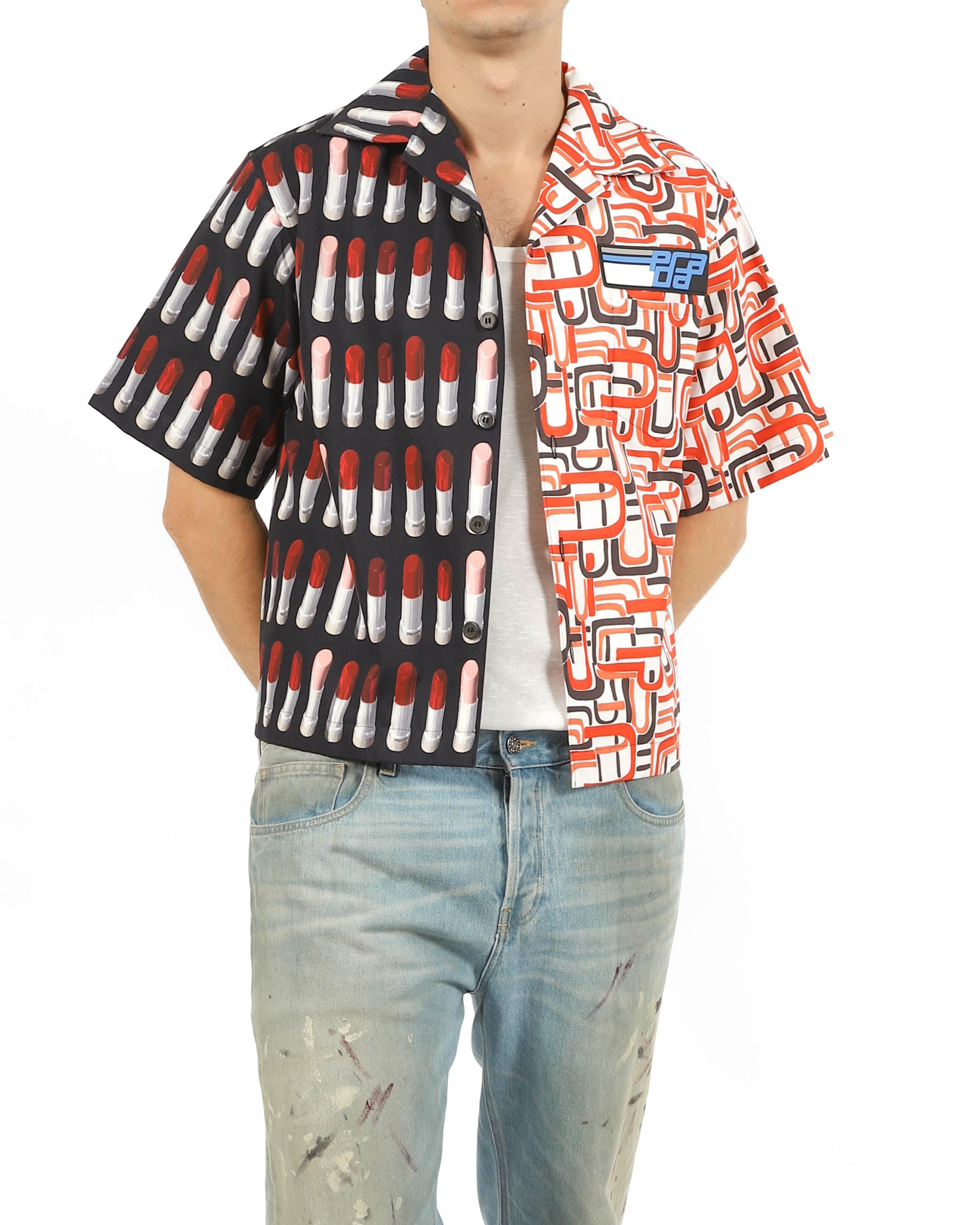 FW18 Double Match Shirt Lipstik & Orange in Cotton