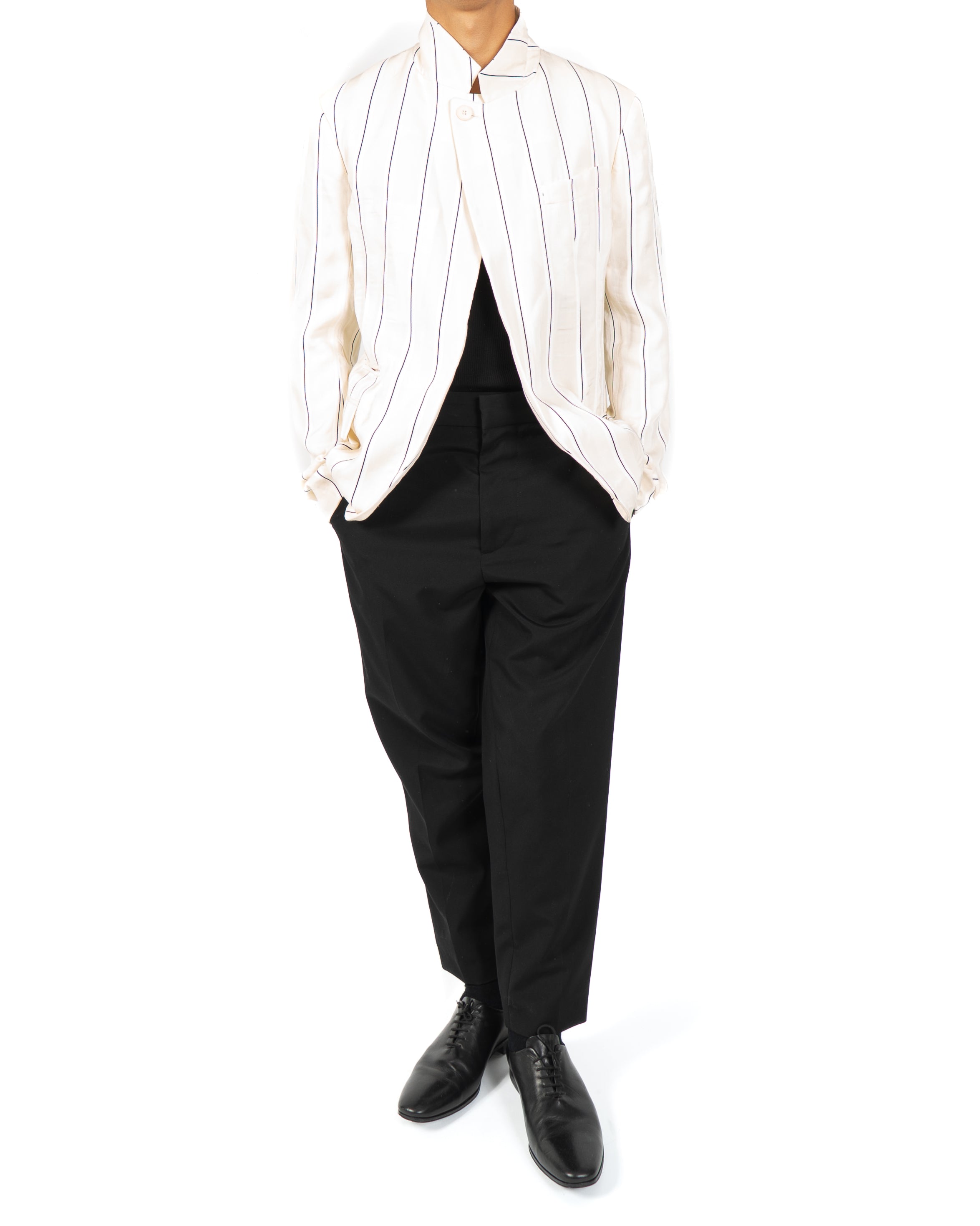 SS18 Officier Blazer in Creme Striped Viscose