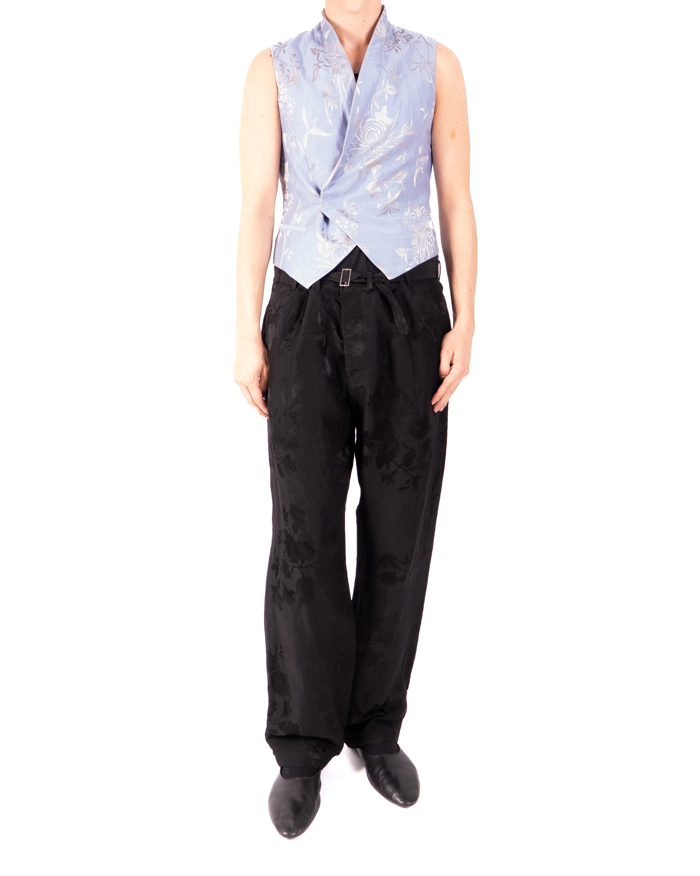 SS15 Classic Waistcoat in Blue Floral Silk Jacquard