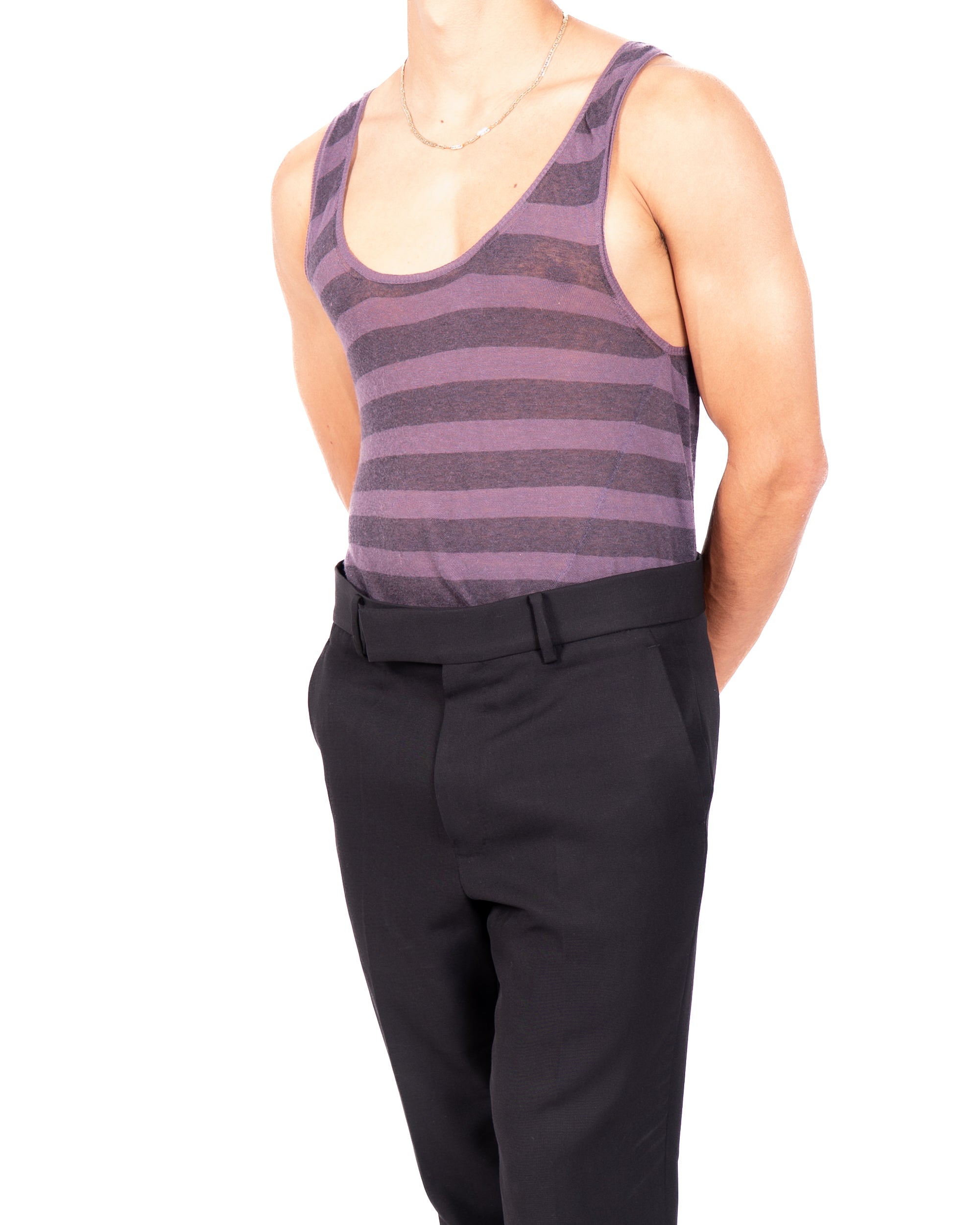SS15 Striped Tanktop in Purple Wool